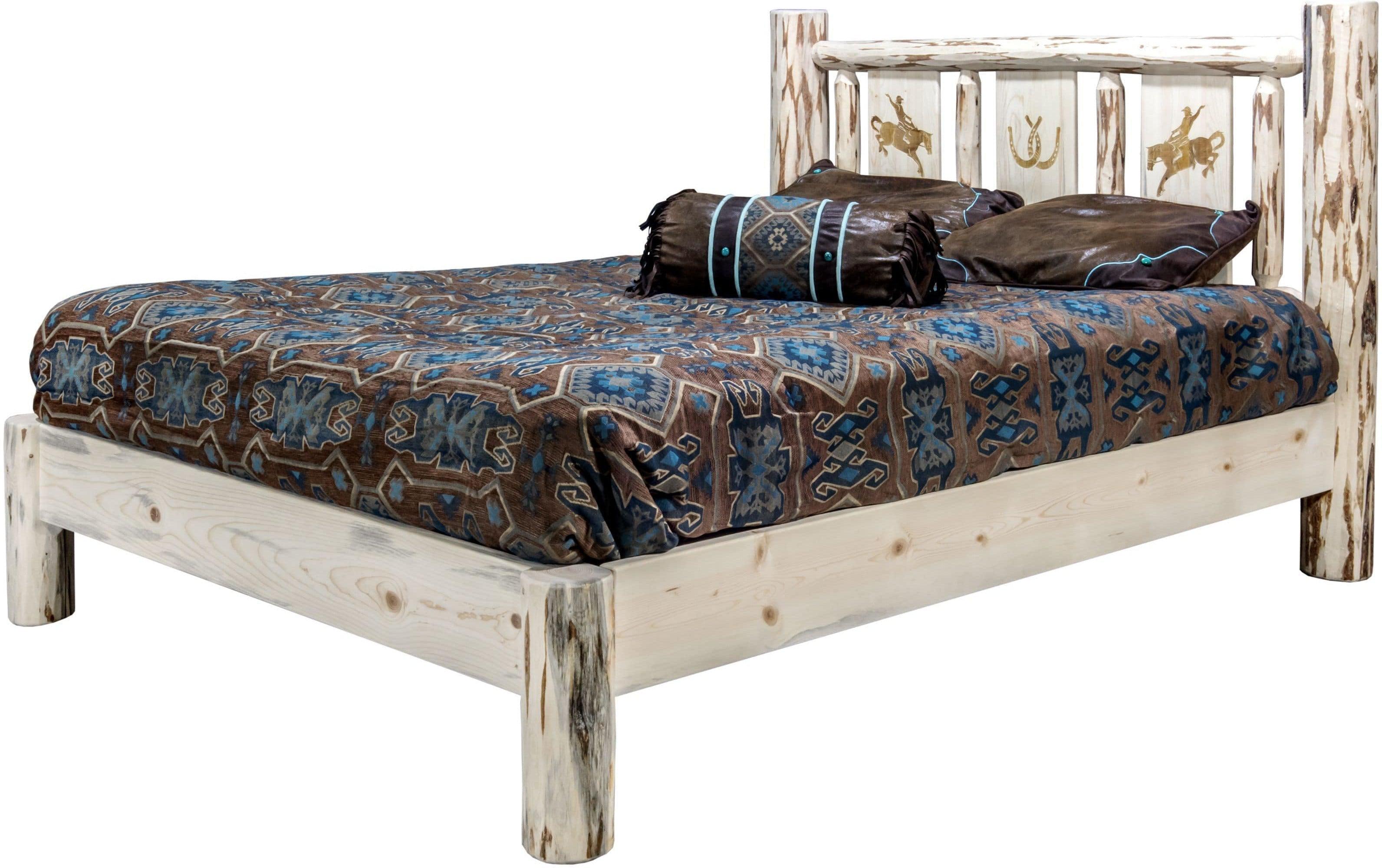 Montana Woodworks Montana Collection Full Platform Bed with Laser Engraved Design - Ready to Finish-Rustic Furniture Marketplace