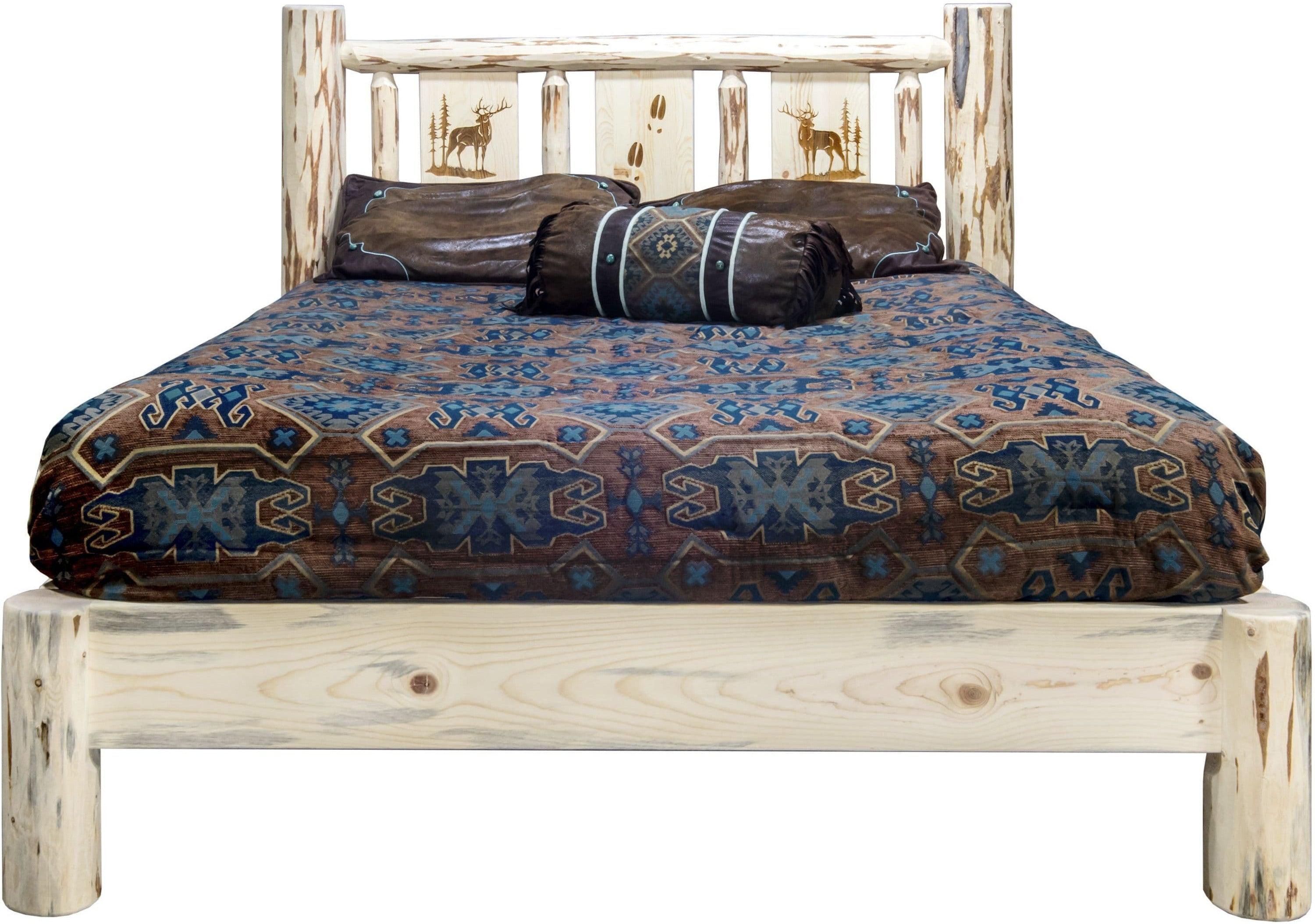 Montana Woodworks Montana Collection Full Platform Bed with Laser Engraved Design - Ready to Finish-Rustic Furniture Marketplace