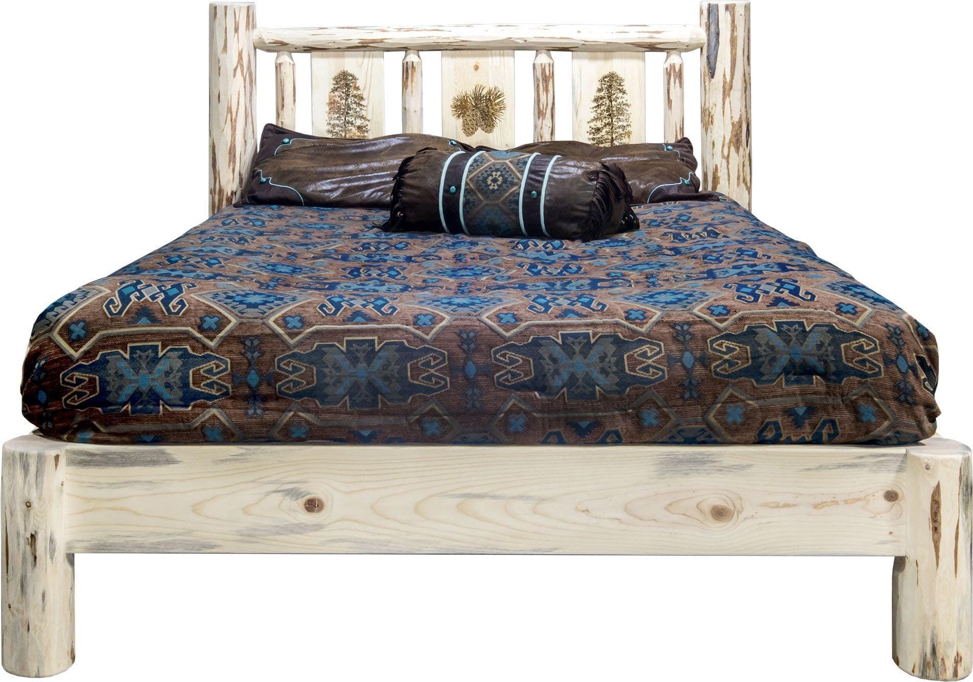 Montana Woodworks Montana Collection Full Platform Bed with Laser Engraved Design - Ready to Finish-Rustic Furniture Marketplace