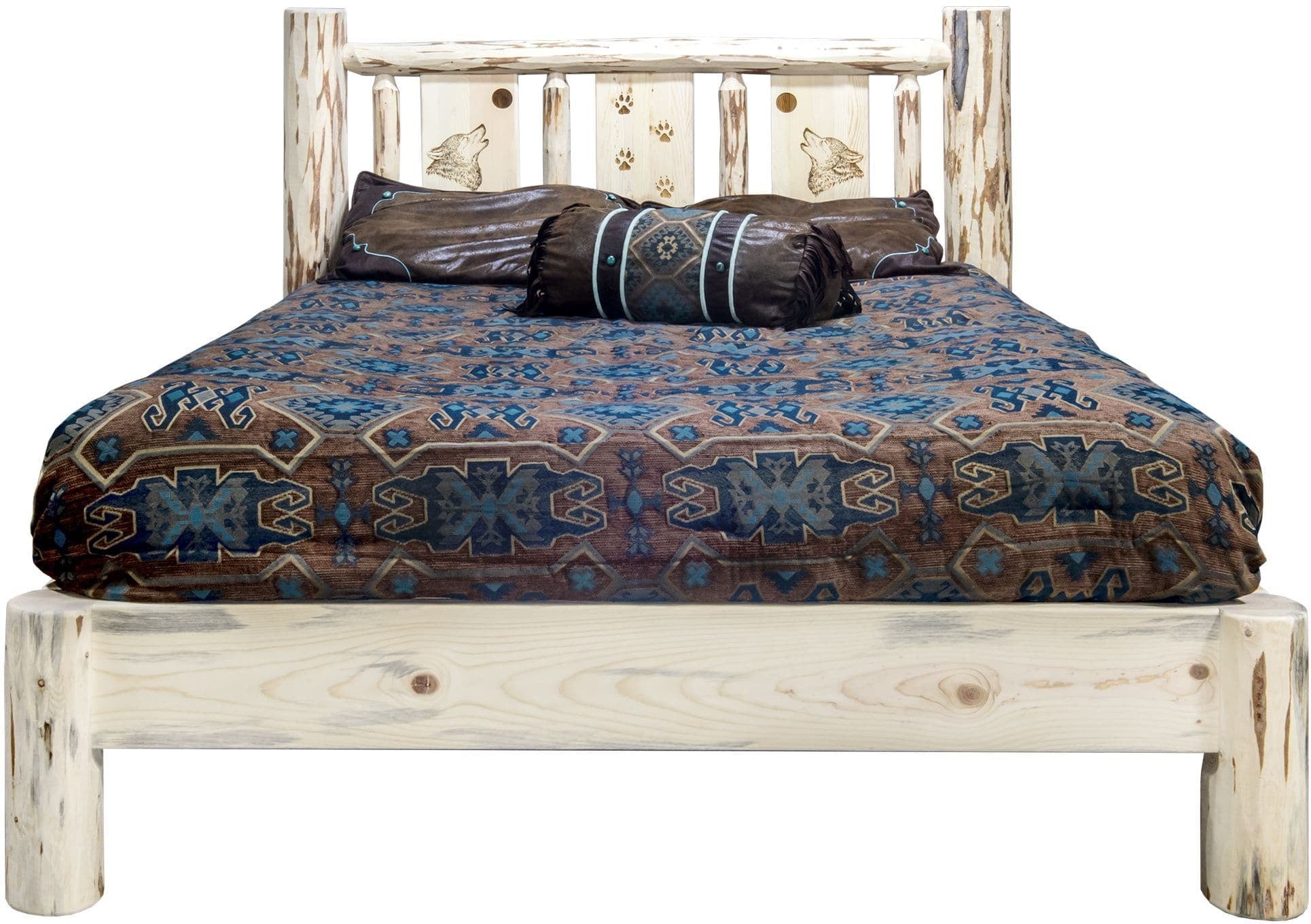 Montana Woodworks Montana Collection Full Platform Bed with Laser Engraved Design - Ready to Finish-Rustic Furniture Marketplace