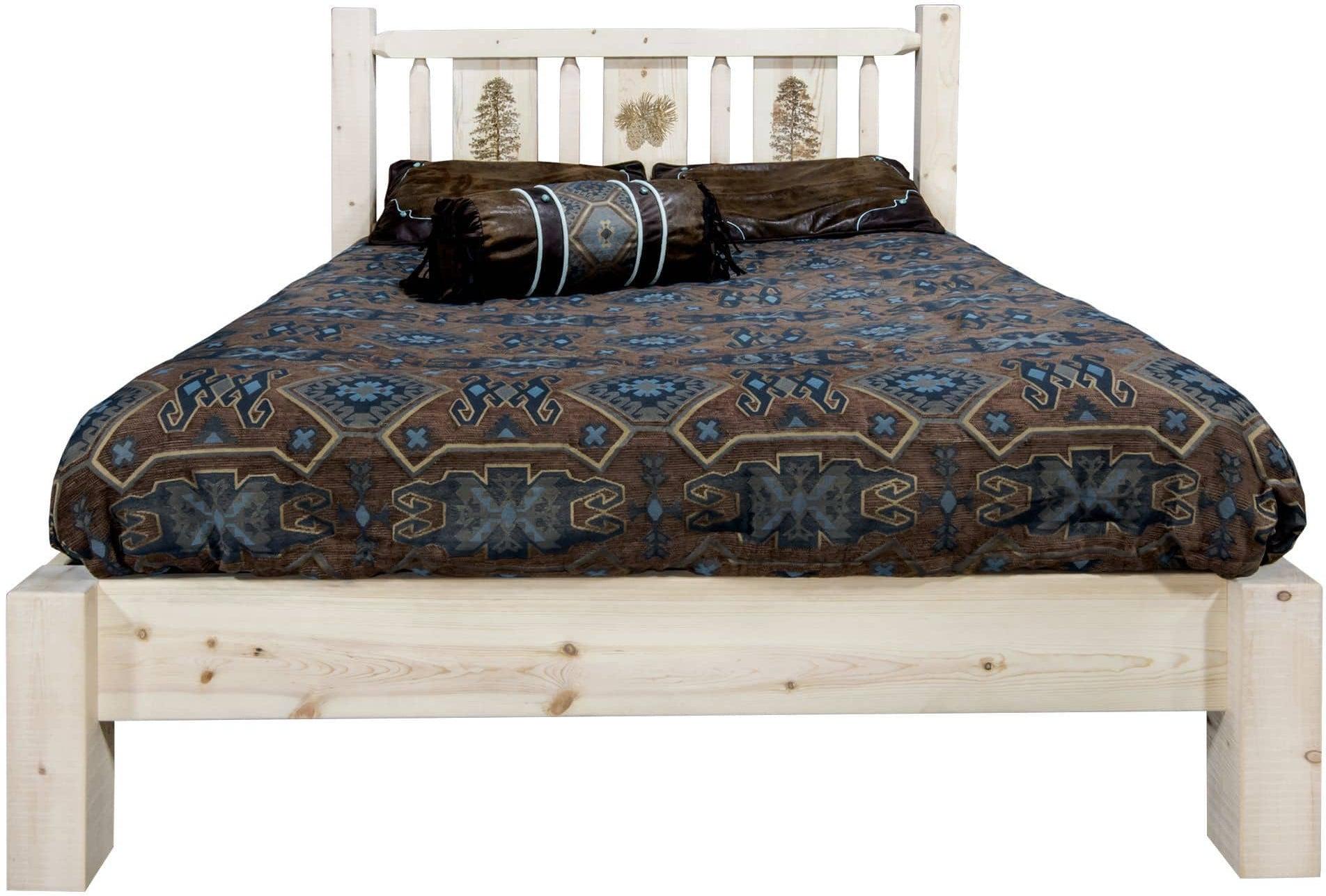 Montana Woodworks Homestead Collection Full Platform Bed with Laser Engraved Design - Ready to Finish-Rustic Furniture Marketplace