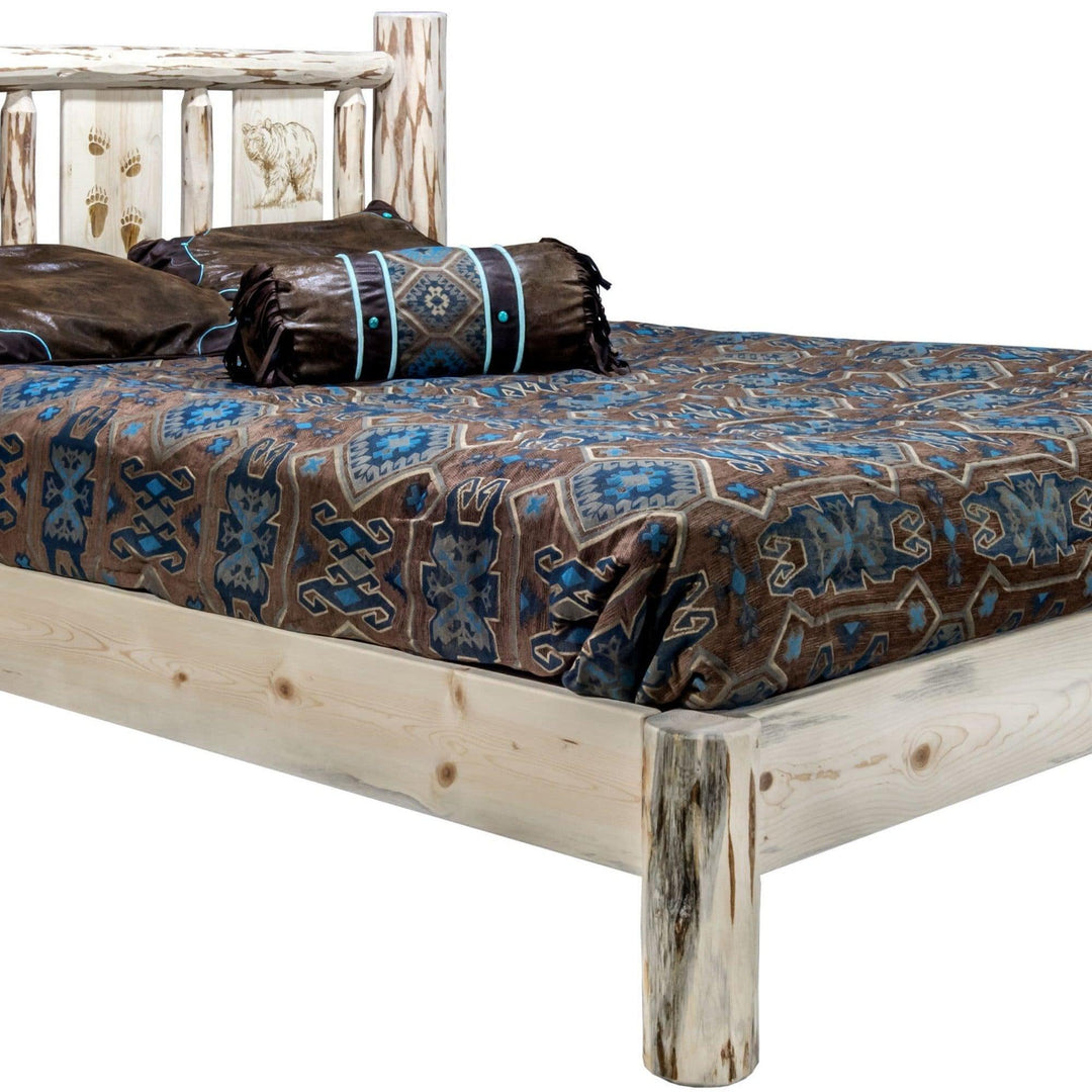 Montana Woodworks Montana Collection Full Platform Bed with Laser Engraved Design - Ready to Finish-Rustic Furniture Marketplace