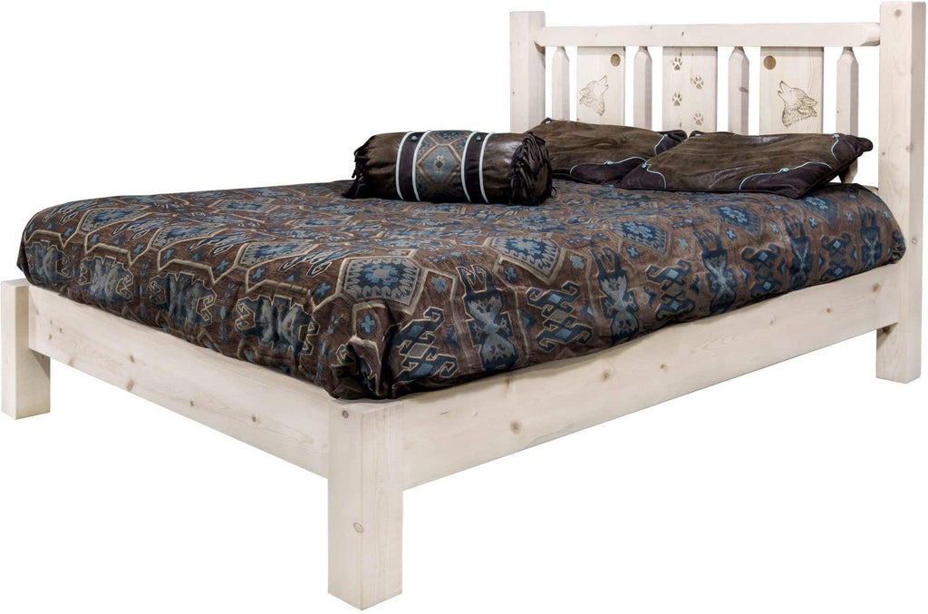 Montana Woodworks Homestead Collection King Platform Bed with Laser Engraved Design - Ready to Finish-Rustic Furniture Marketplace