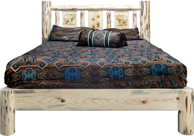 Montana Woodworks Montana Collection California King Platform Bed with Laser Engraved Design - Ready to Finish-Rustic Furniture Marketplace