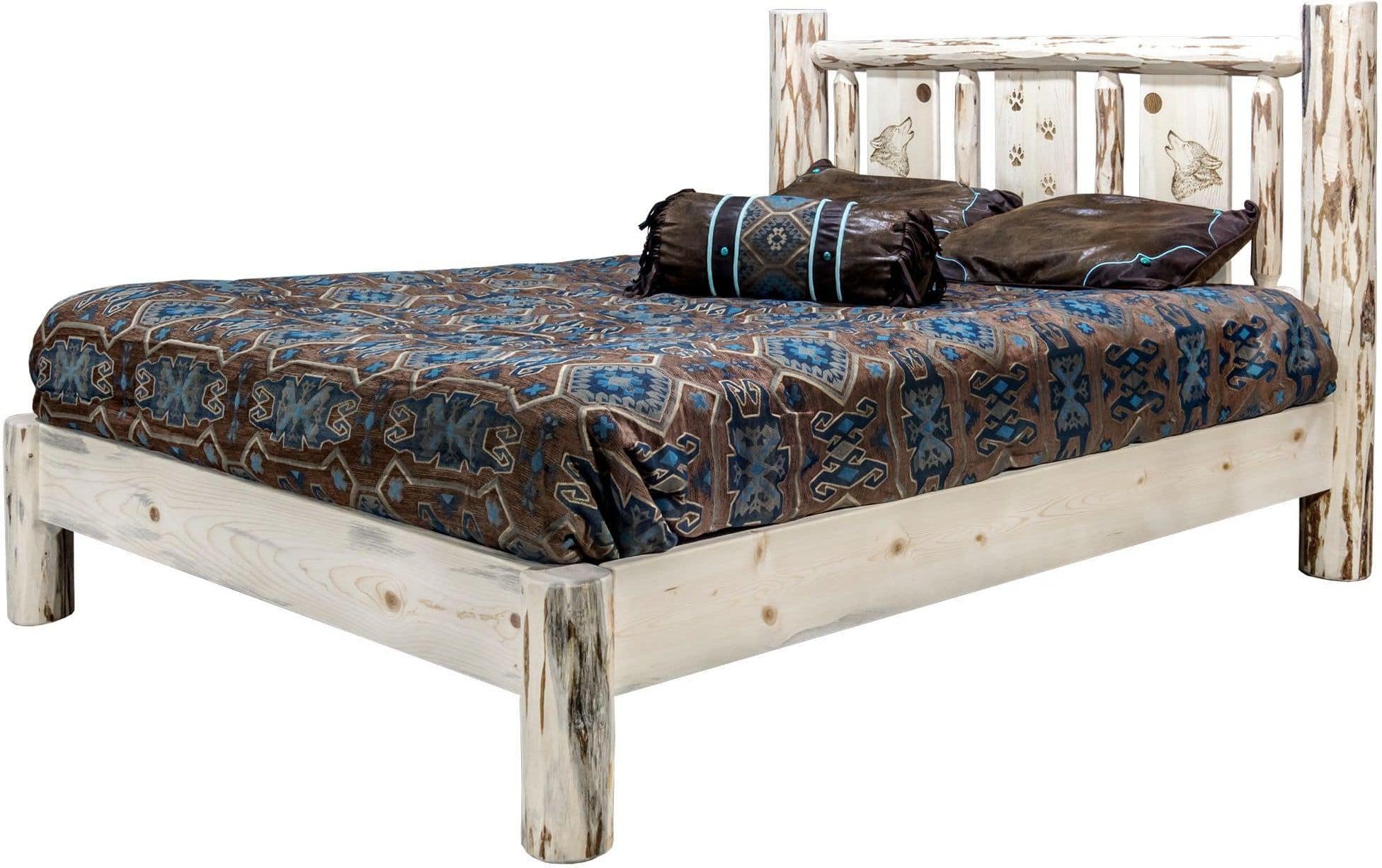 Montana Woodworks Montana Collection California King Platform Bed with Laser Engraved Design - Ready to Finish-Rustic Furniture Marketplace