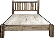 Montana Woodworks Homestead Collection King Platform Bed with Laser Engraved Design - Stain & Clear Lacquer Finish-Rustic Furniture Marketplace