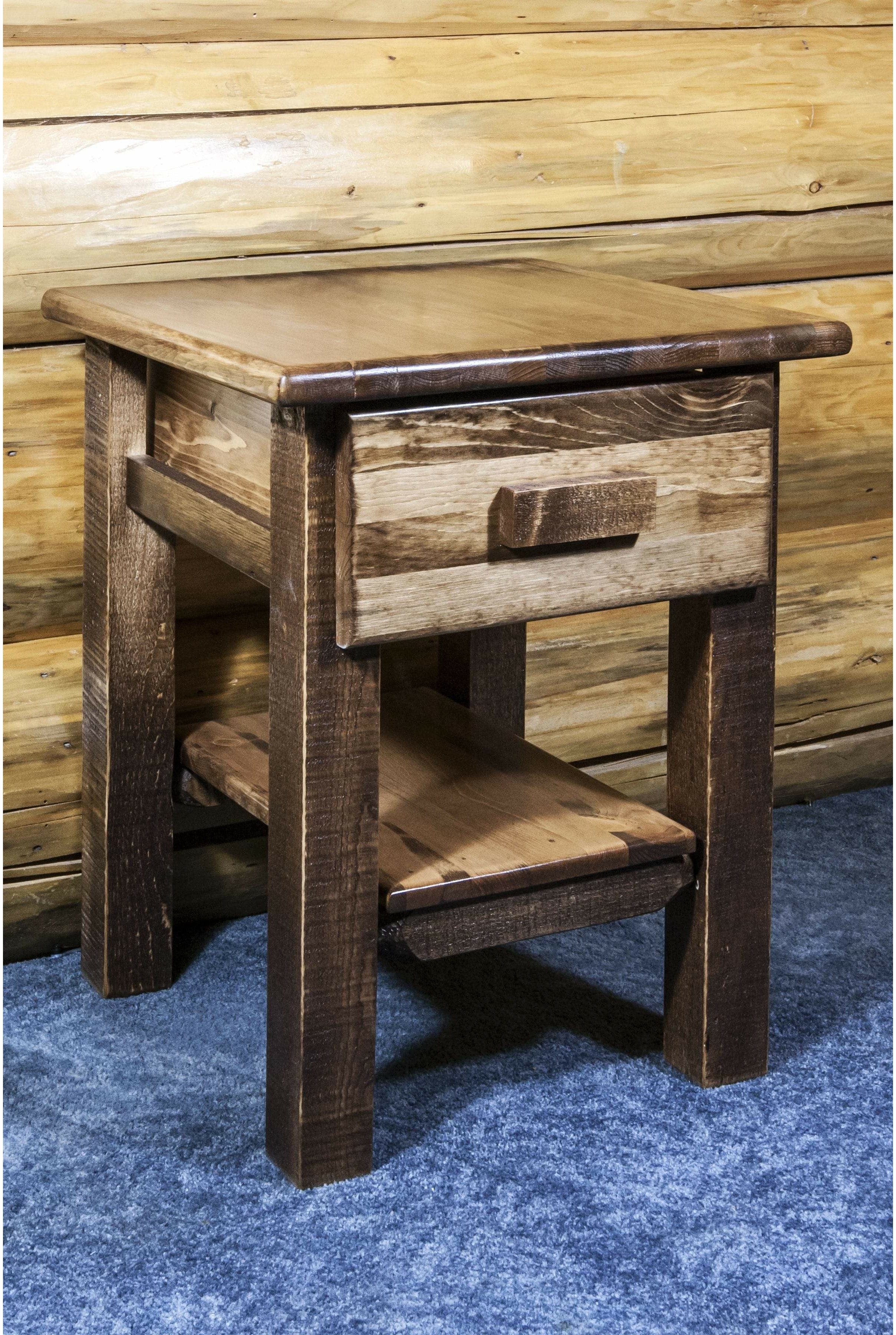 Montana Woodworks Homestead Collection Nightstand with Drawer & Shelf-Rustic Furniture Marketplace