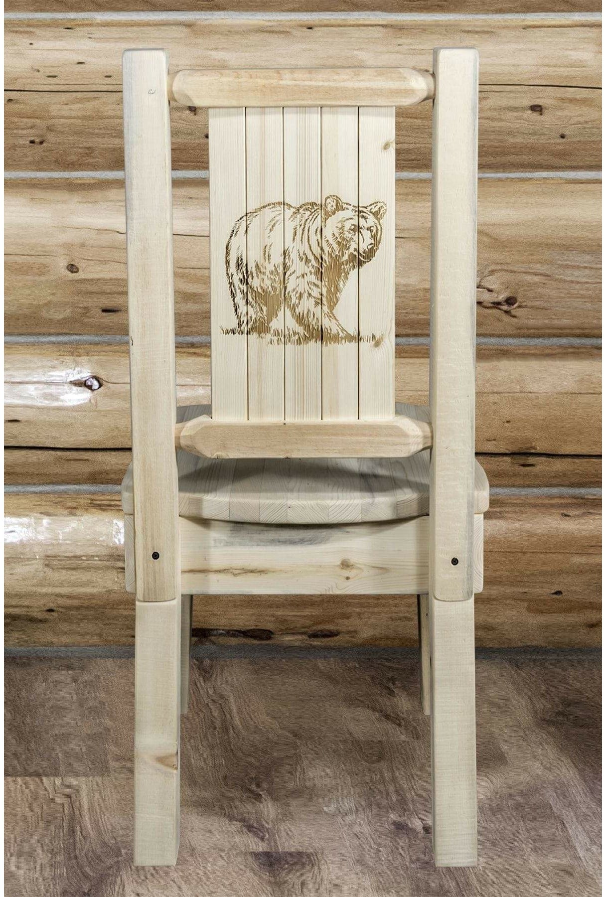 Montana Woodworks Homestead Collection Side Chair with Laser Engraved Design - Clear Lacquer Finish-Rustic Furniture Marketplace