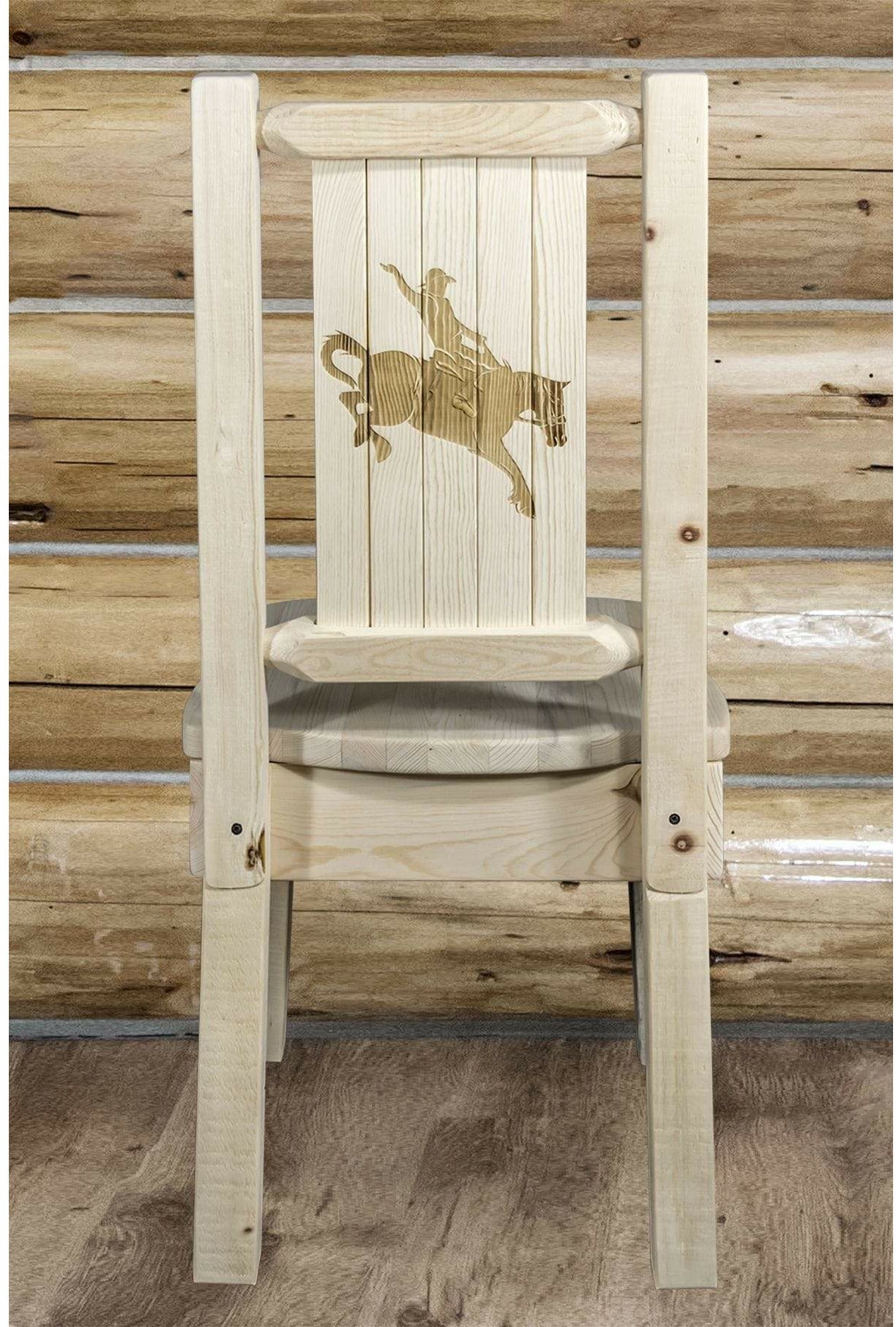 Montana Woodworks Homestead Collection Side Chair with Laser Engraved Design - Clear Lacquer Finish-Rustic Furniture Marketplace