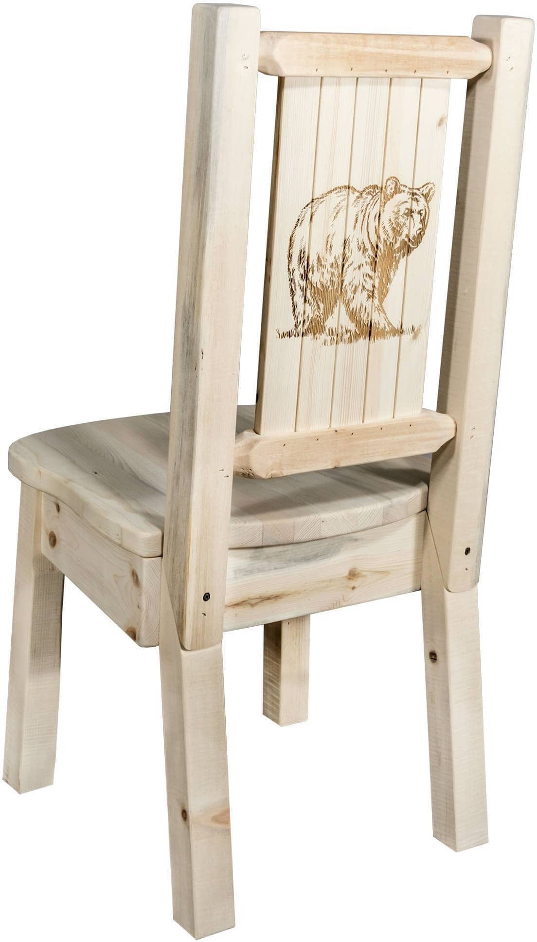 Montana Woodworks Homestead Collection Side Chair with Laser Engraved Design - Clear Lacquer Finish-Rustic Furniture Marketplace