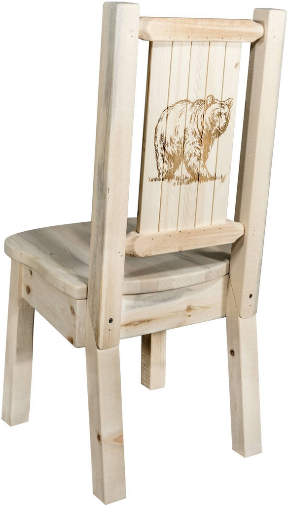 Montana Woodworks Homestead Collection Side Chair with Laser Engraved Design - Clear Lacquer Finish-Rustic Furniture Marketplace