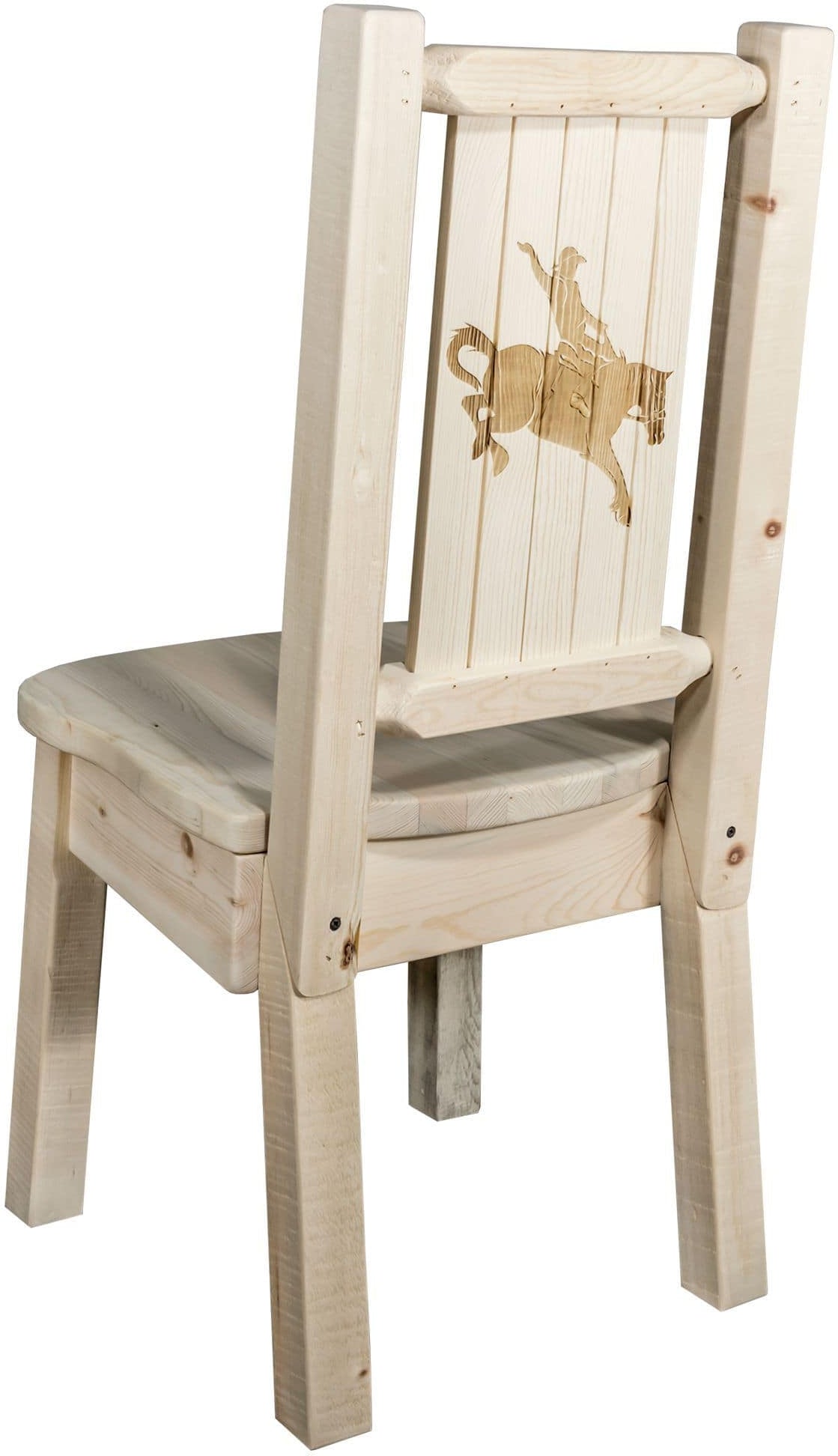 Montana Woodworks Homestead Collection Side Chair with Laser Engraved Design - Clear Lacquer Finish-Rustic Furniture Marketplace