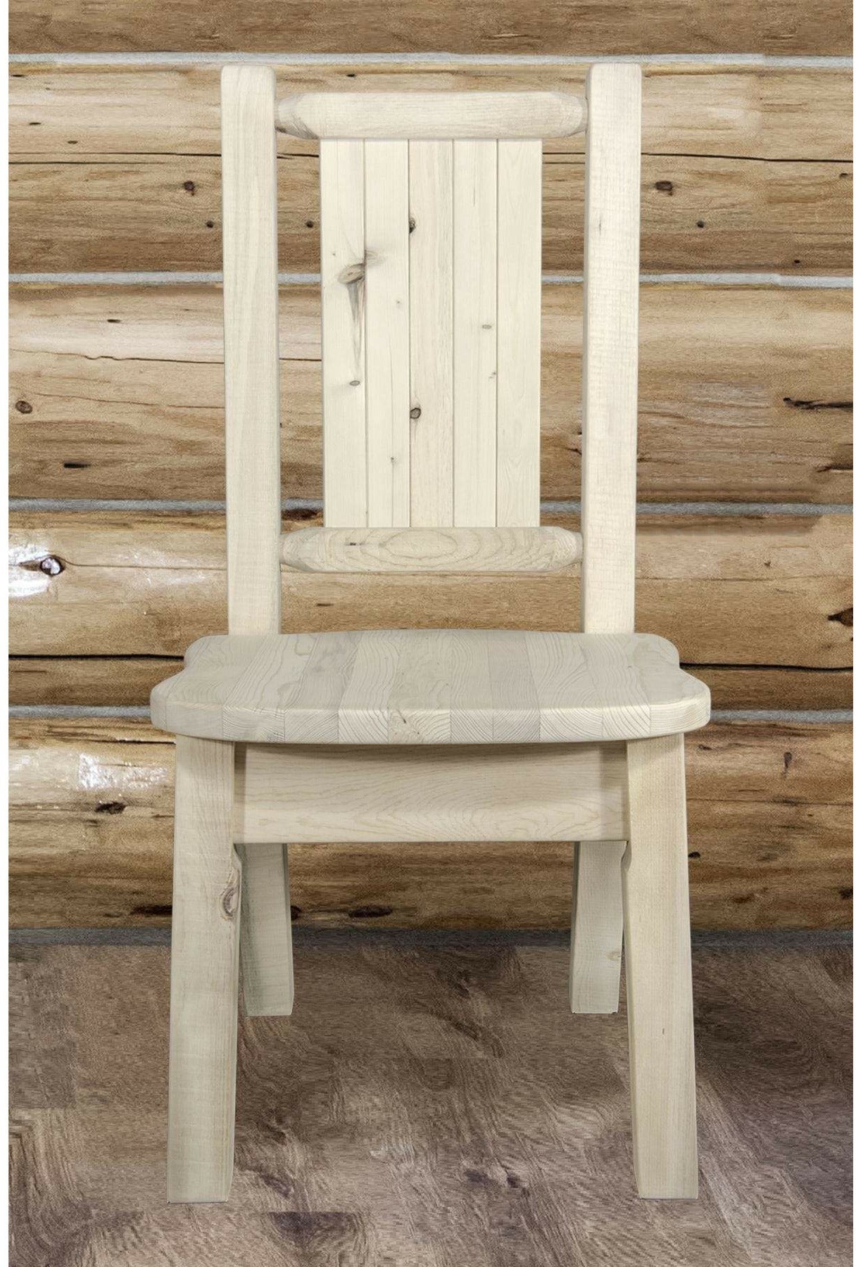 Montana Woodworks Homestead Collection Side Chair with Laser Engraved Design - Clear Lacquer Finish-Rustic Furniture Marketplace