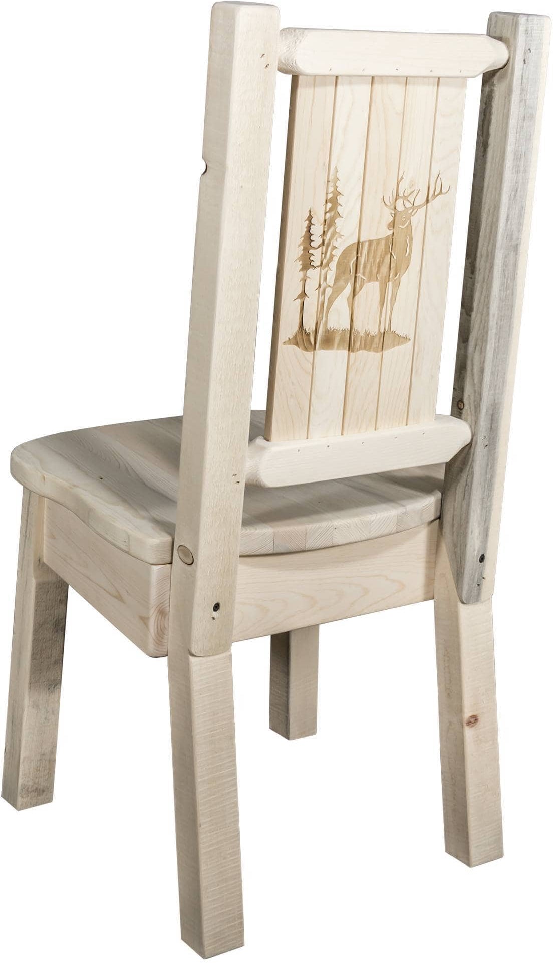 Montana Woodworks Homestead Collection Side Chair with Laser Engraved Design - Clear Lacquer Finish-Rustic Furniture Marketplace