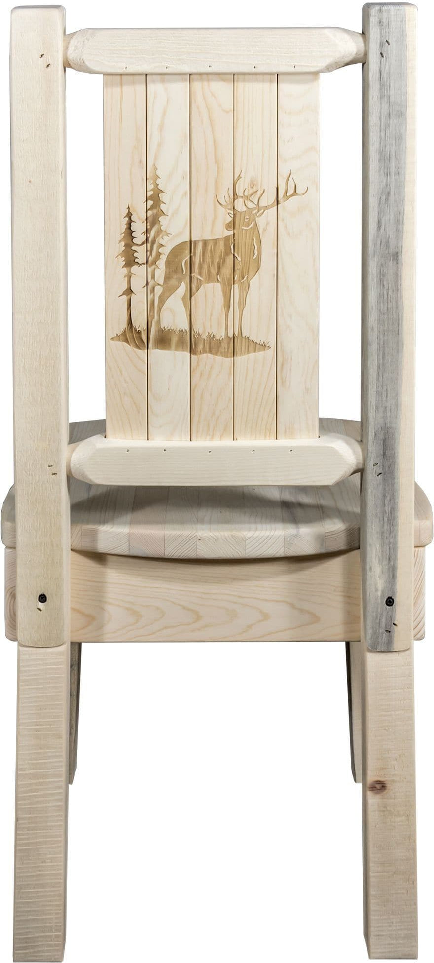 Montana Woodworks Homestead Collection Side Chair with Laser Engraved Design - Clear Lacquer Finish-Rustic Furniture Marketplace