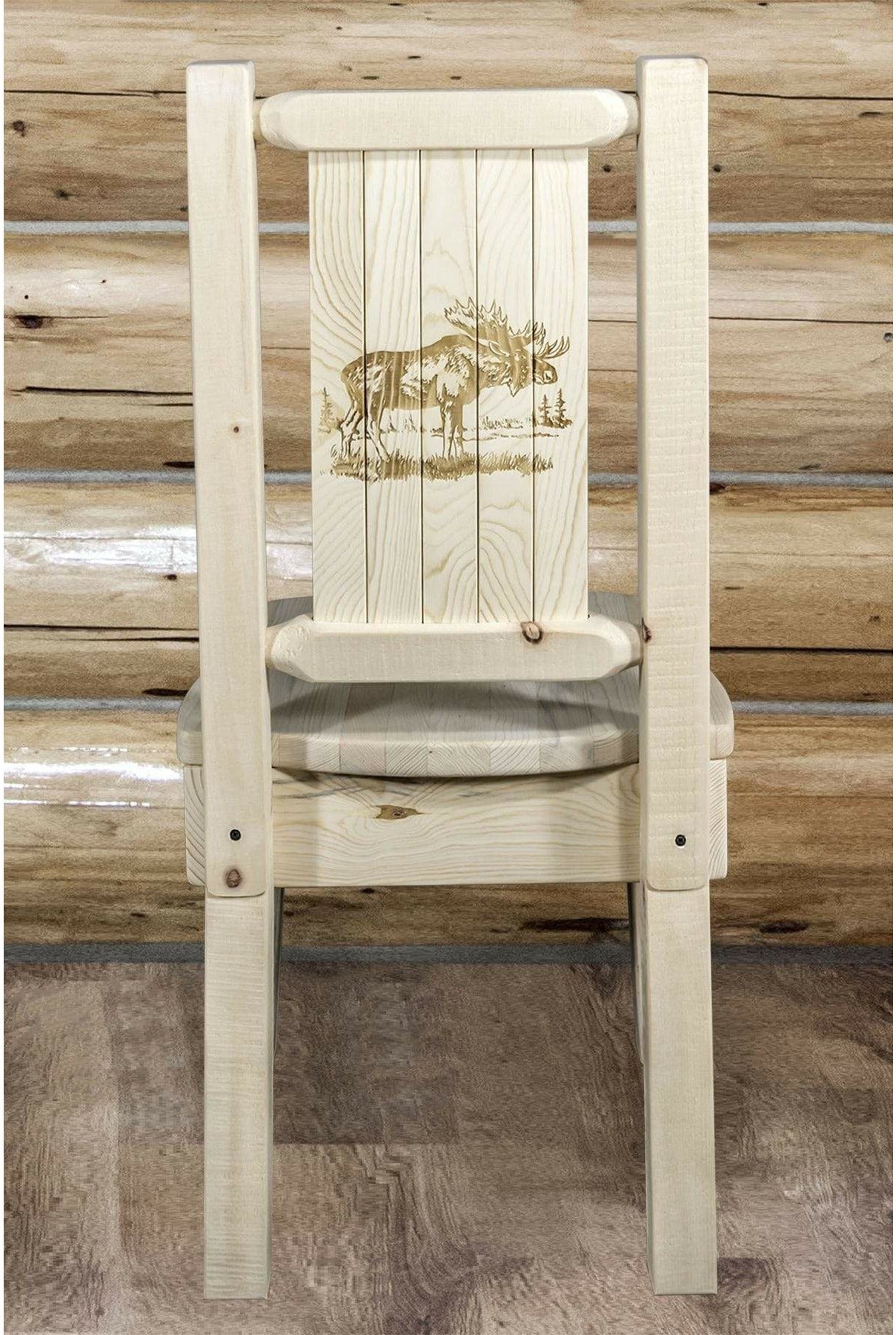 Montana Woodworks Homestead Collection Side Chair with Laser Engraved Design - Clear Lacquer Finish-Rustic Furniture Marketplace