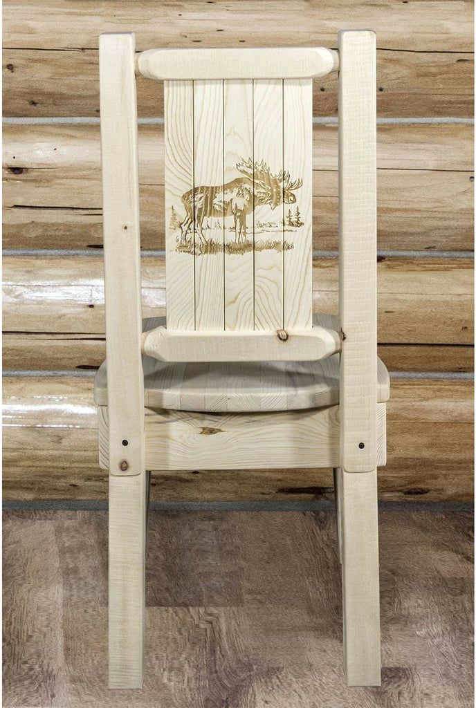 Montana Woodworks Homestead Collection Side Chair with Laser Engraved Design - Clear Lacquer Finish-Rustic Furniture Marketplace