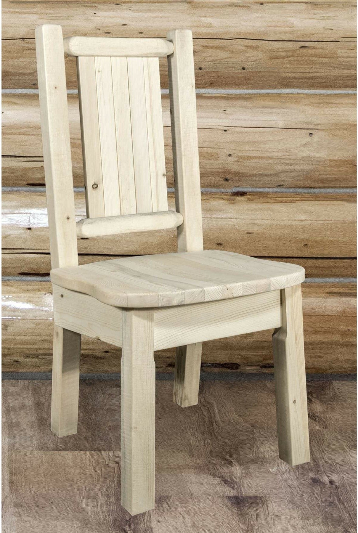 Montana Woodworks Homestead Collection Side Chair with Laser Engraved Design - Clear Lacquer Finish-Rustic Furniture Marketplace