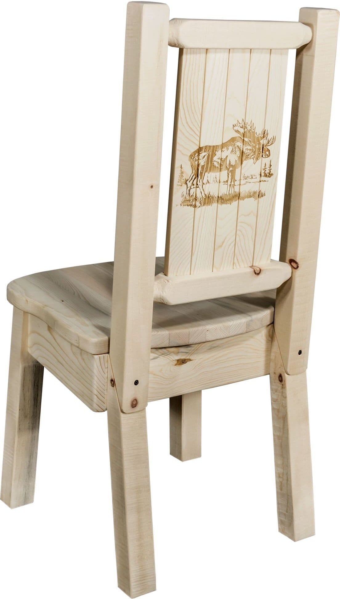 Montana Woodworks Homestead Collection Side Chair with Laser Engraved Design - Clear Lacquer Finish-Rustic Furniture Marketplace