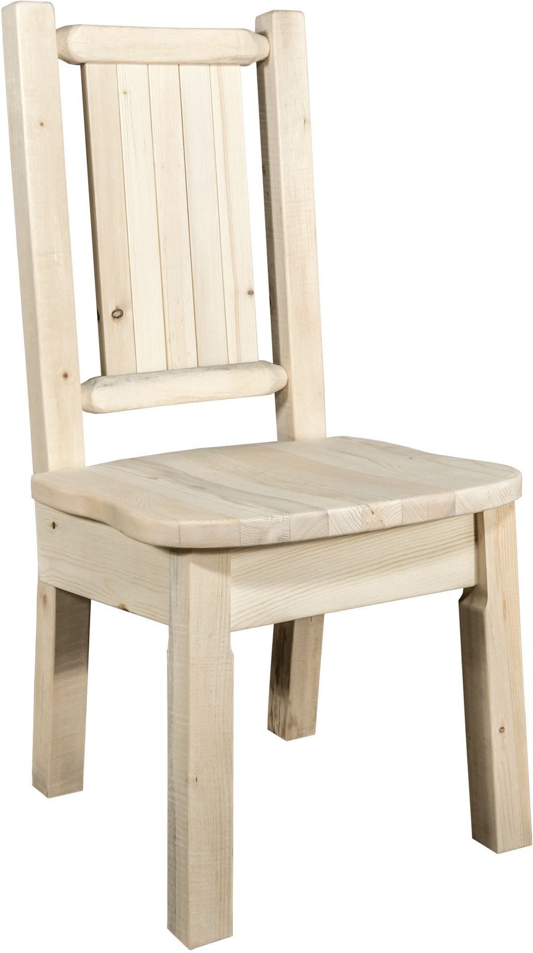 Montana Woodworks Homestead Collection Side Chair with Laser Engraved Design - Clear Lacquer Finish-Rustic Furniture Marketplace