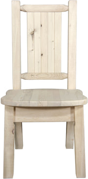 Montana Woodworks Homestead Collection Side Chair with Laser Engraved Design - Clear Lacquer Finish-Rustic Furniture Marketplace