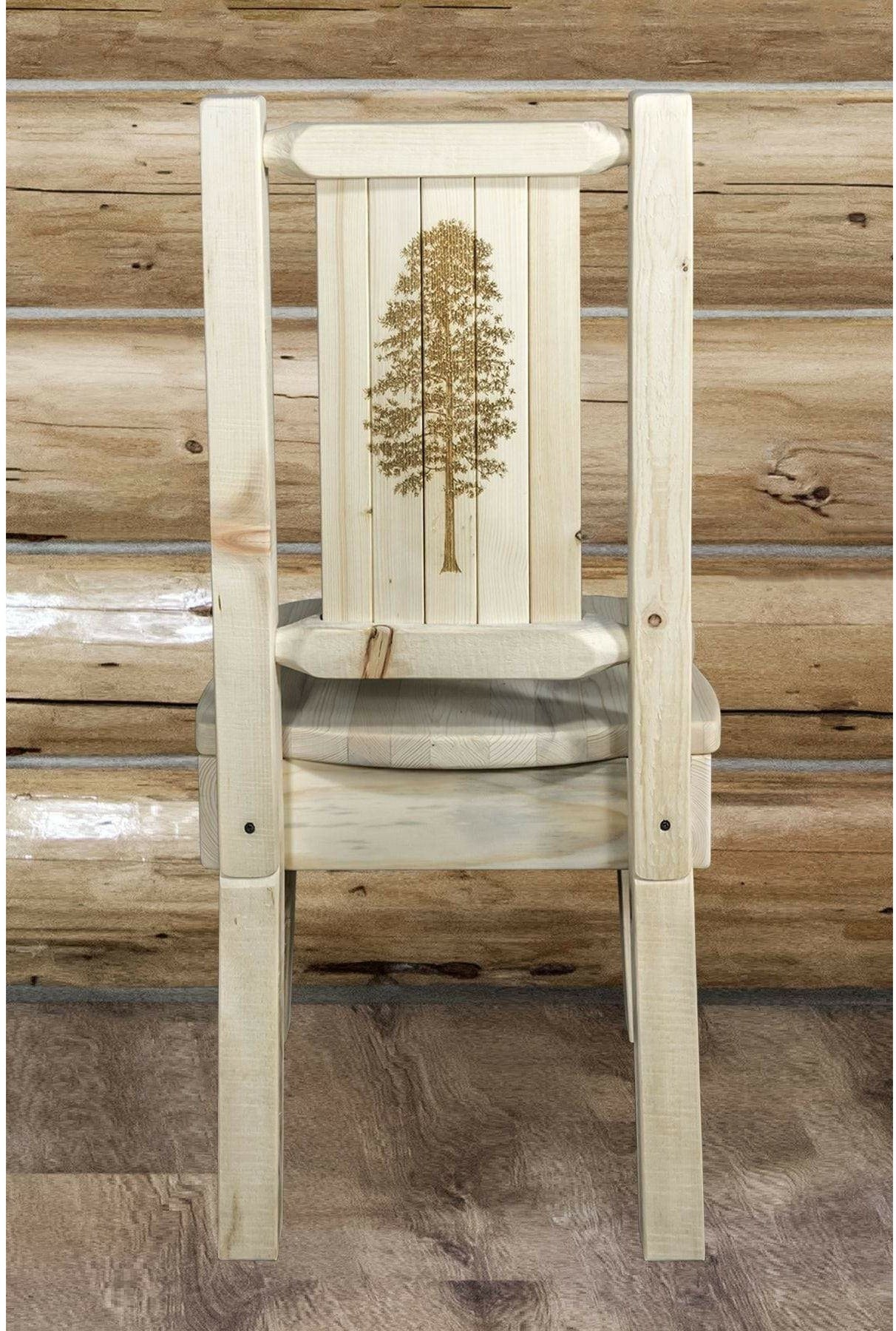 Montana Woodworks Homestead Collection Side Chair with Laser Engraved Design - Clear Lacquer Finish-Rustic Furniture Marketplace