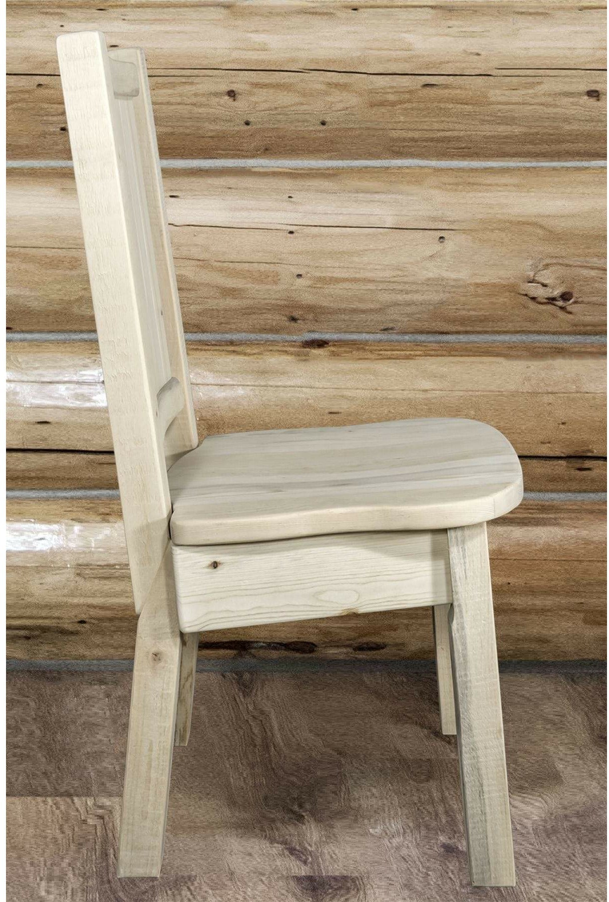 Montana Woodworks Homestead Collection Side Chair with Laser Engraved Design - Clear Lacquer Finish-Rustic Furniture Marketplace