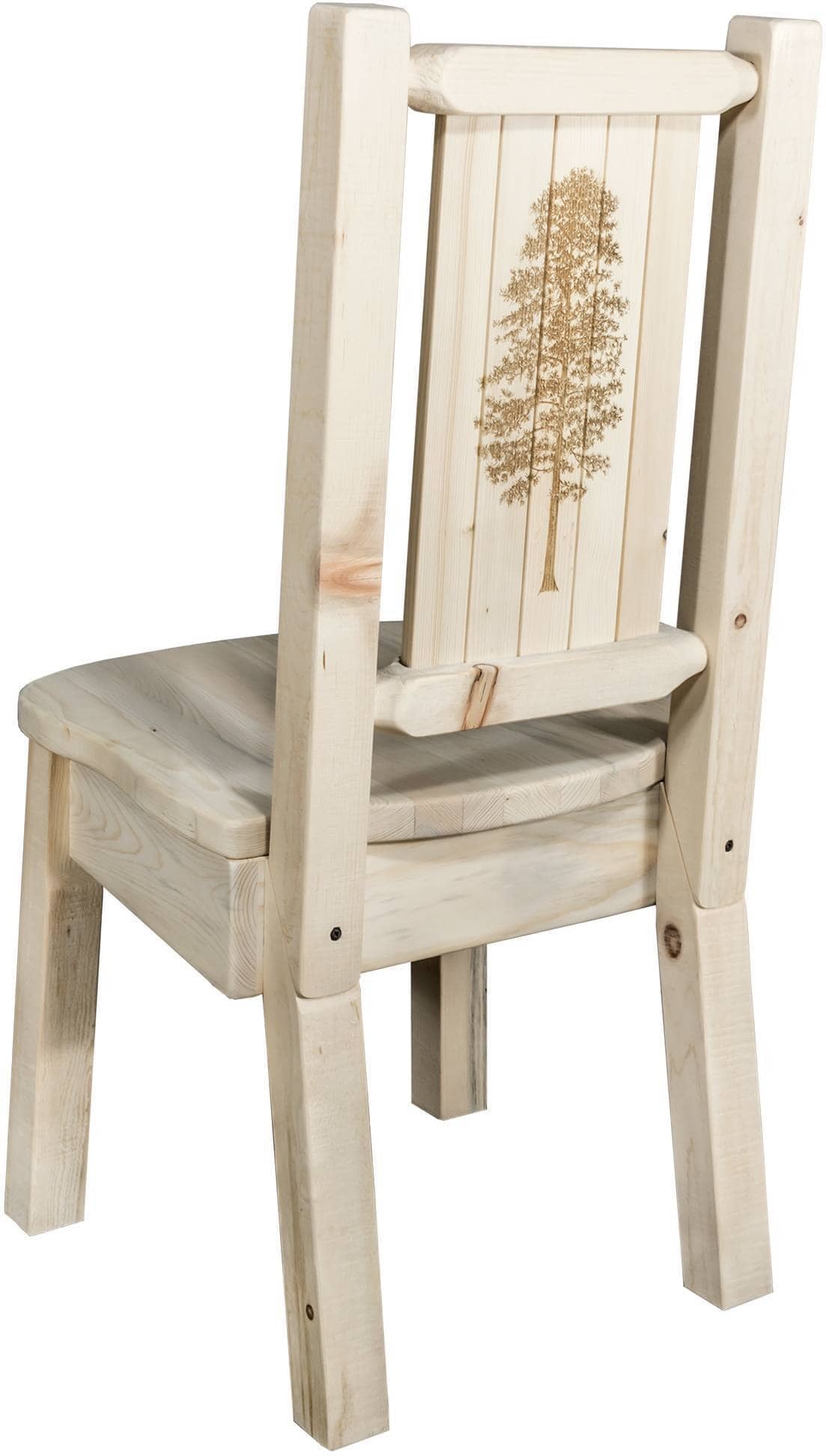 Montana Woodworks Homestead Collection Side Chair with Laser Engraved Design - Clear Lacquer Finish-Rustic Furniture Marketplace