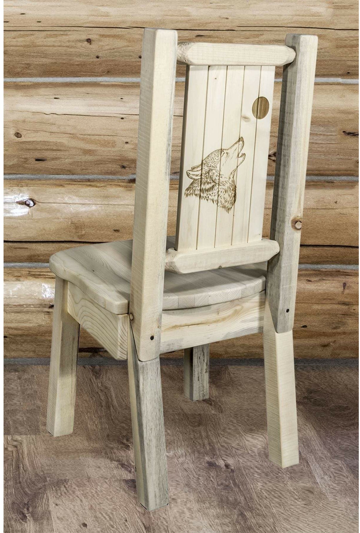 Montana Woodworks Homestead Collection Side Chair with Laser Engraved Design - Clear Lacquer Finish-Rustic Furniture Marketplace