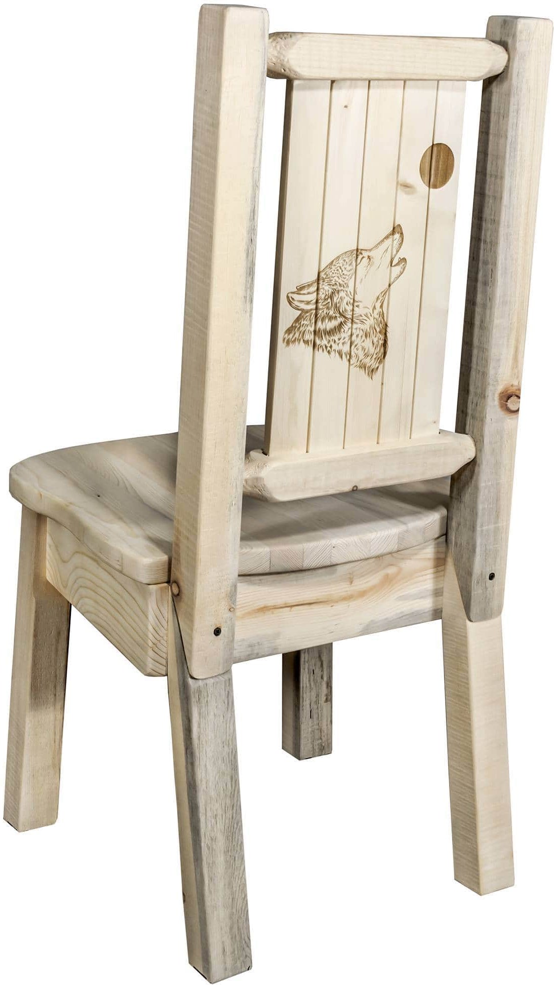 Montana Woodworks Homestead Collection Side Chair with Laser Engraved Design - Clear Lacquer Finish-Rustic Furniture Marketplace