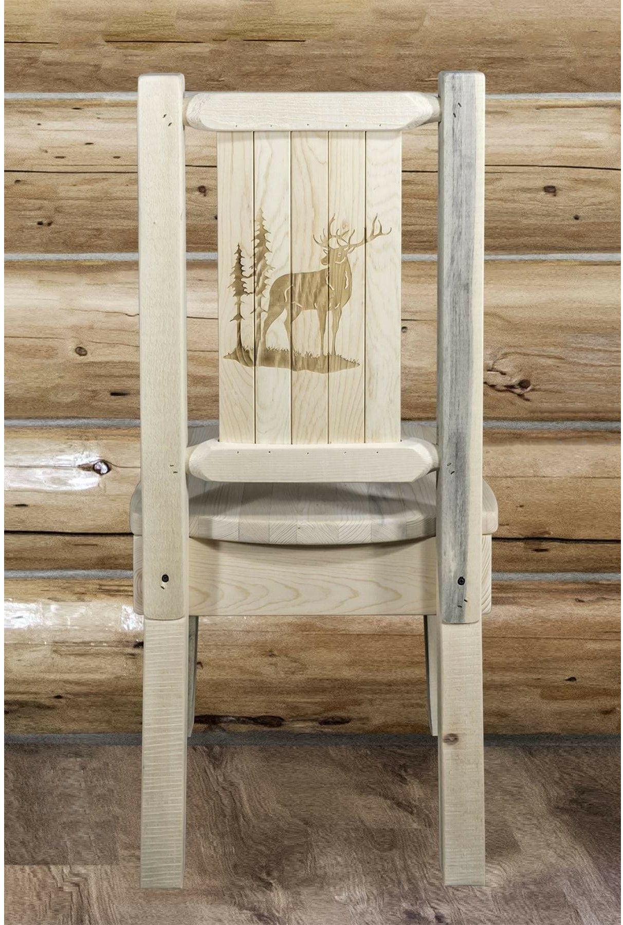 Montana Woodworks Homestead Collection Side Chair with Laser Engraved Design - Clear Lacquer Finish-Rustic Furniture Marketplace