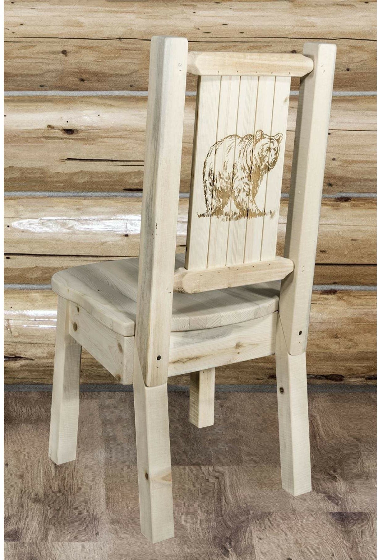 Montana Woodworks Homestead Collection Side Chair with Laser Engraved Design - Clear Lacquer Finish-Rustic Furniture Marketplace