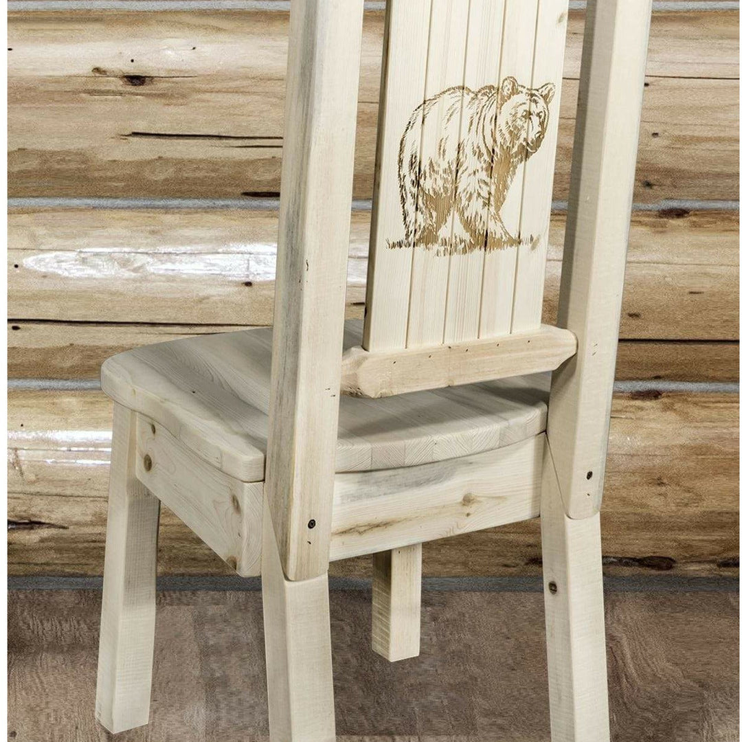 Montana Woodworks Homestead Collection Side Chair with Laser Engraved Design - Clear Lacquer Finish-Rustic Furniture Marketplace