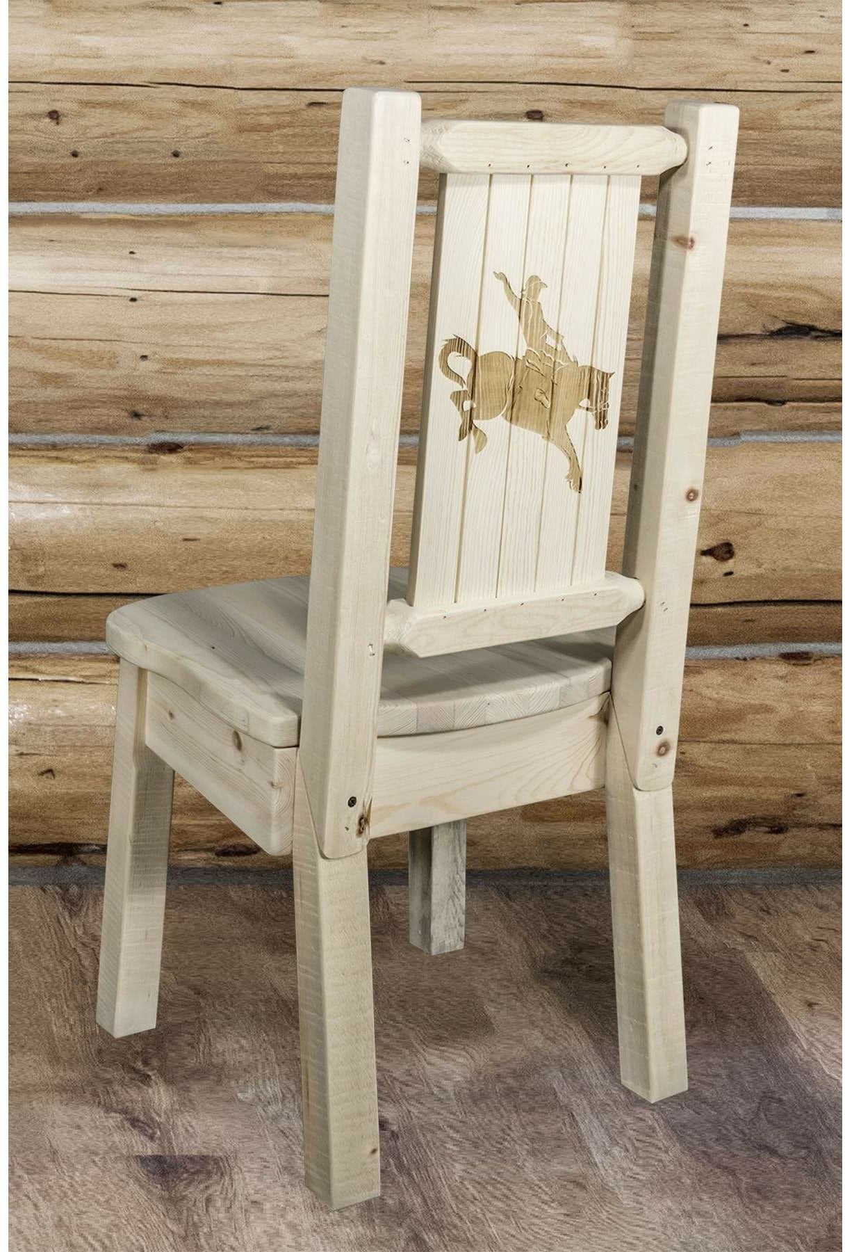 Montana Woodworks Homestead Collection Side Chair with Laser Engraved Design - Clear Lacquer Finish-Rustic Furniture Marketplace