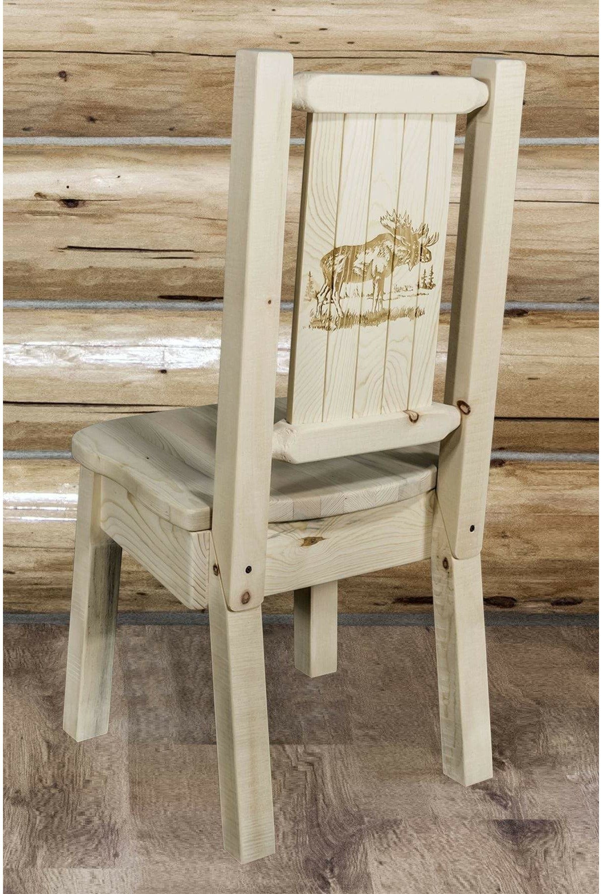 Montana Woodworks Homestead Collection Side Chair with Laser Engraved Design - Clear Lacquer Finish-Rustic Furniture Marketplace