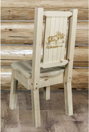 Montana Woodworks Homestead Collection Side Chair with Laser Engraved Design - Clear Lacquer Finish-Rustic Furniture Marketplace