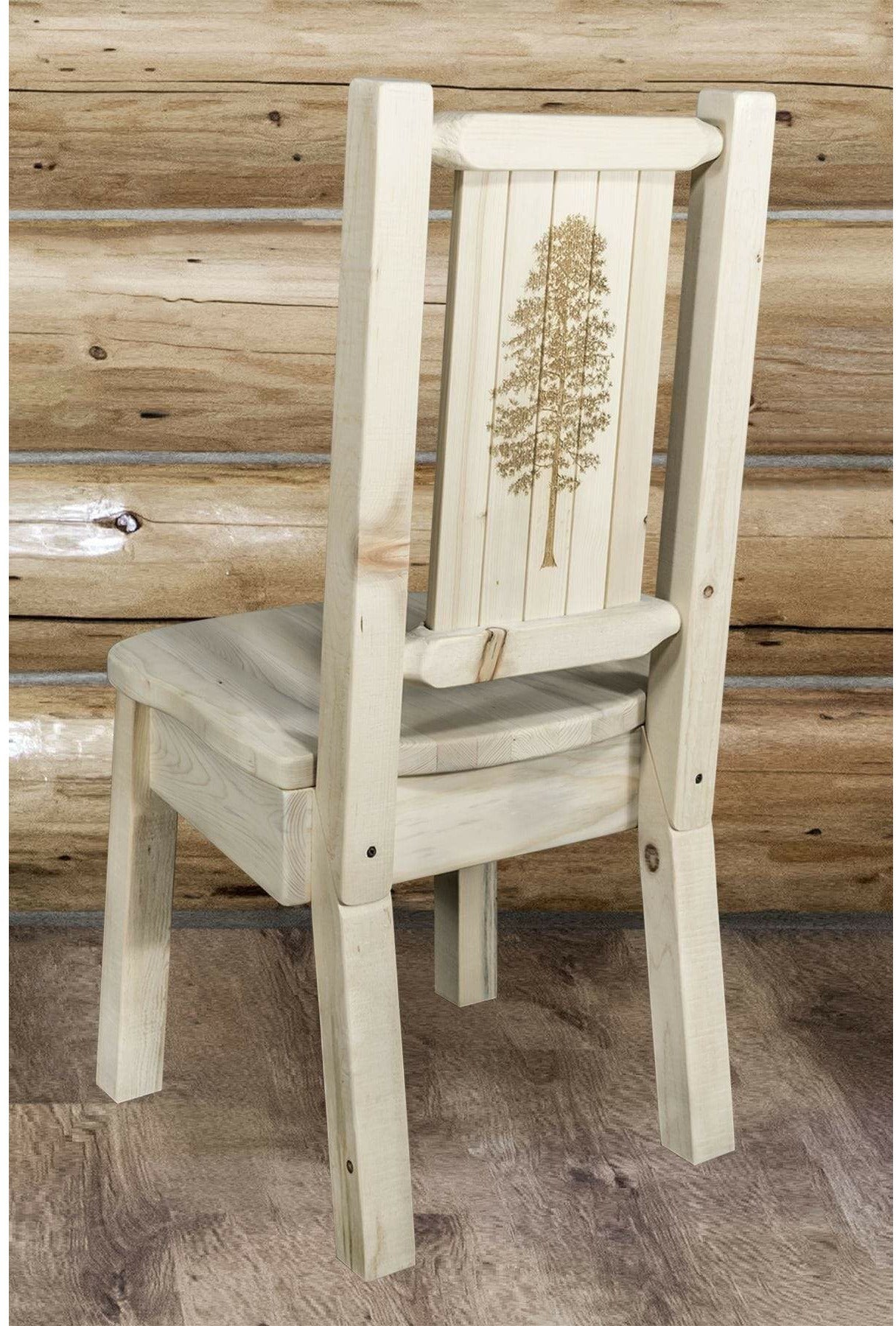 Montana Woodworks Homestead Collection Side Chair with Laser Engraved Design - Clear Lacquer Finish-Rustic Furniture Marketplace