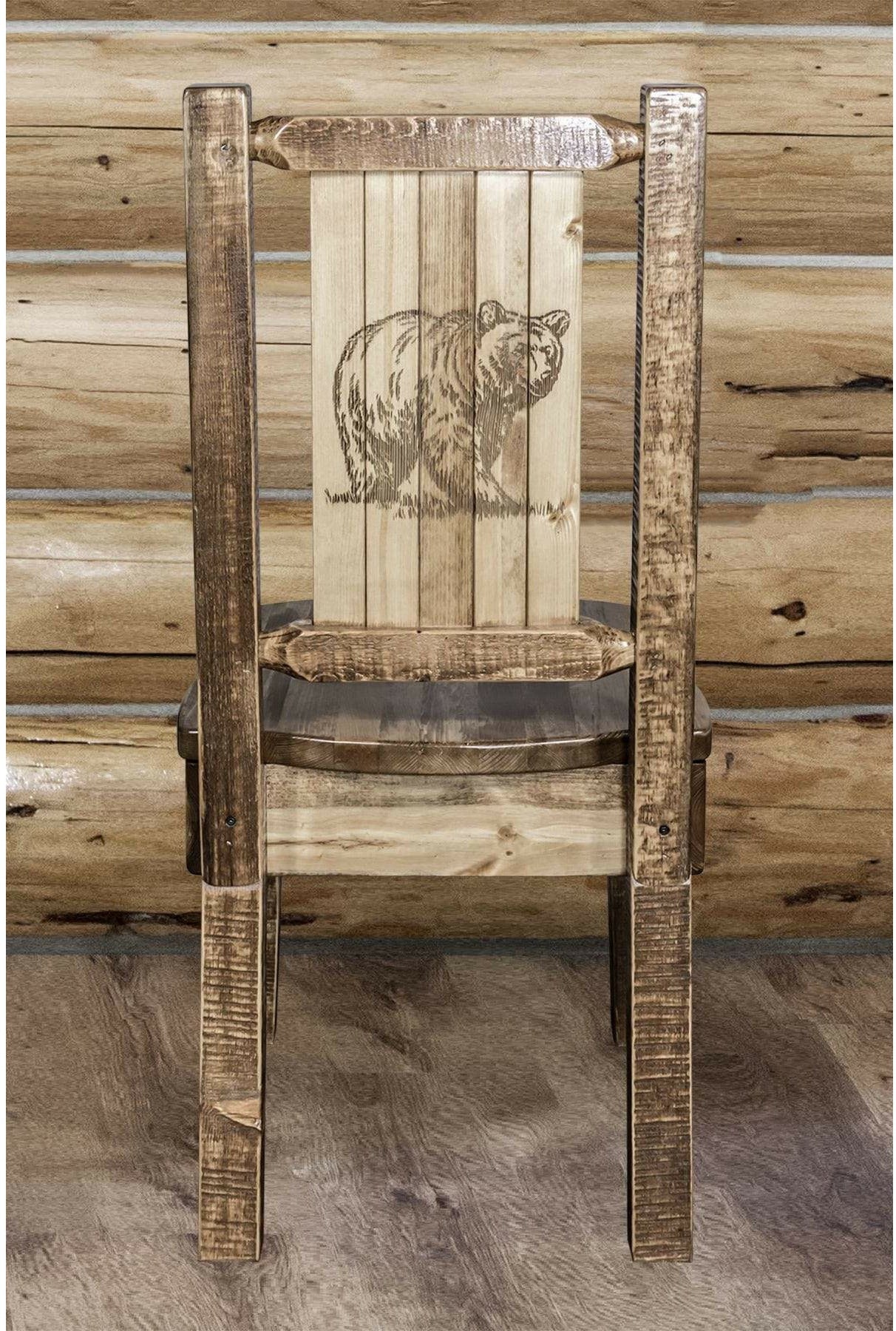 Montana Woodworks Homestead Collection Side Chair with Laser Engraved Design - Stain & Lacquer Finish-Rustic Furniture Marketplace