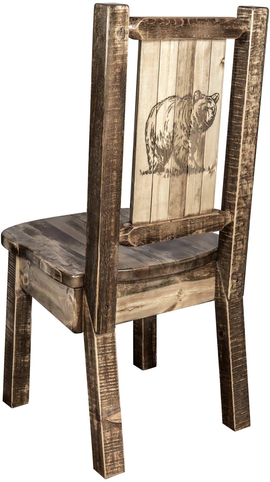 Montana Woodworks Homestead Collection Side Chair with Laser Engraved Design - Stain & Lacquer Finish-Rustic Furniture Marketplace