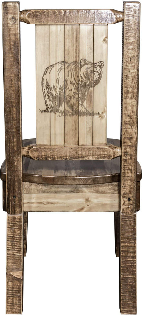 Montana Woodworks Homestead Collection Side Chair with Laser Engraved Design - Stain & Lacquer Finish-Rustic Furniture Marketplace