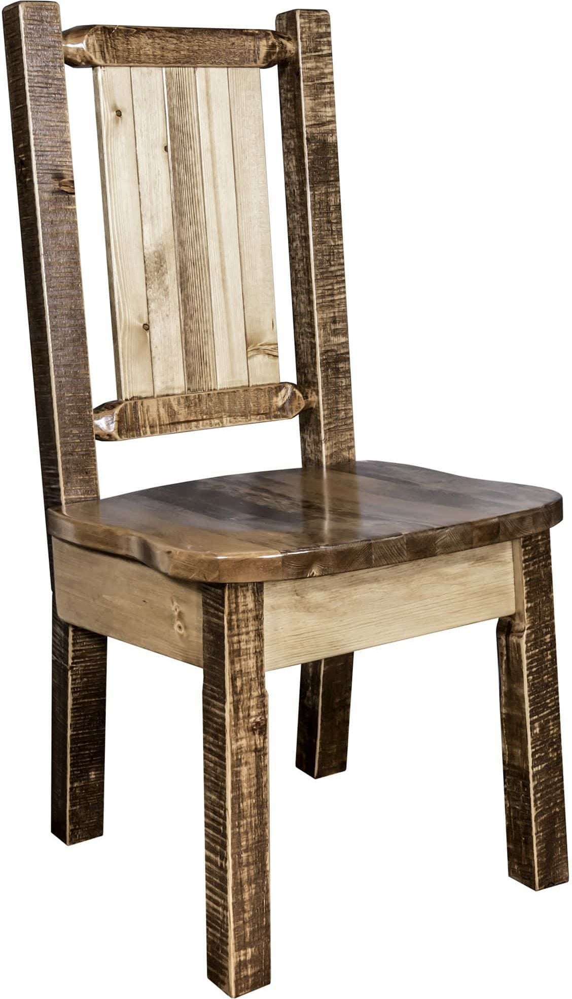 Montana Woodworks Homestead Collection Side Chair with Laser Engraved Design - Stain & Lacquer Finish-Rustic Furniture Marketplace