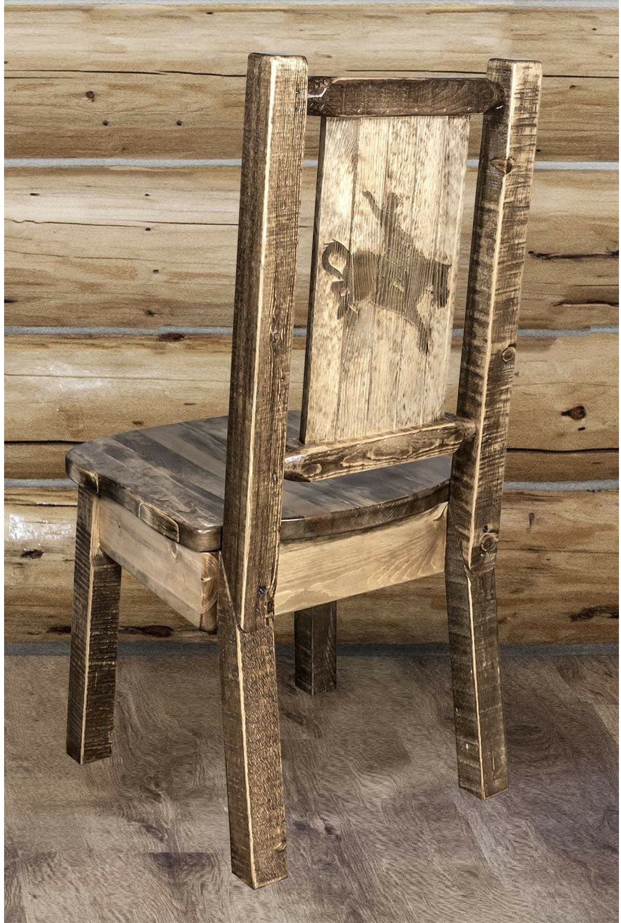 Montana Woodworks Homestead Collection Side Chair with Laser Engraved Design - Stain & Lacquer Finish-Rustic Furniture Marketplace