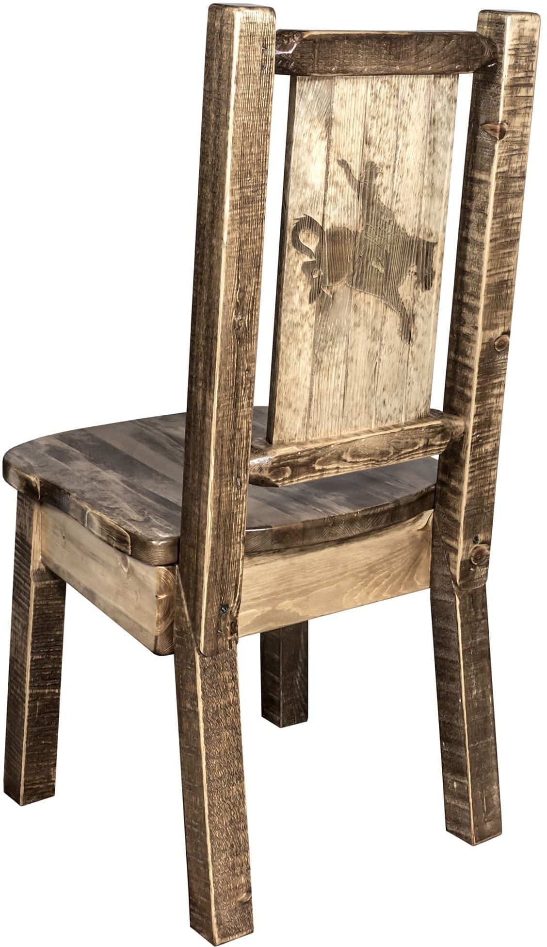 Montana Woodworks Homestead Collection Side Chair with Laser Engraved Design - Stain & Lacquer Finish-Rustic Furniture Marketplace