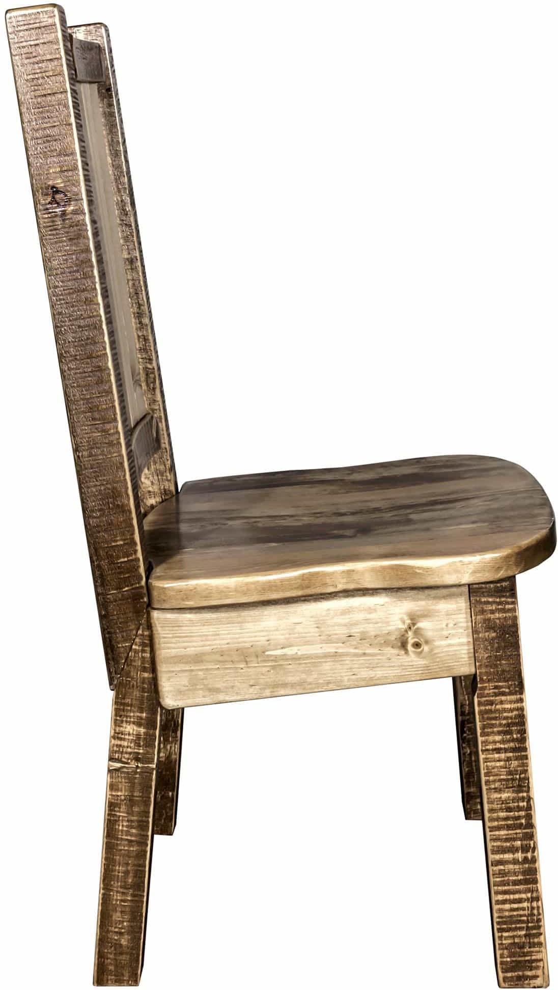 Montana Woodworks Homestead Collection Side Chair with Laser Engraved Design - Stain & Lacquer Finish-Rustic Furniture Marketplace