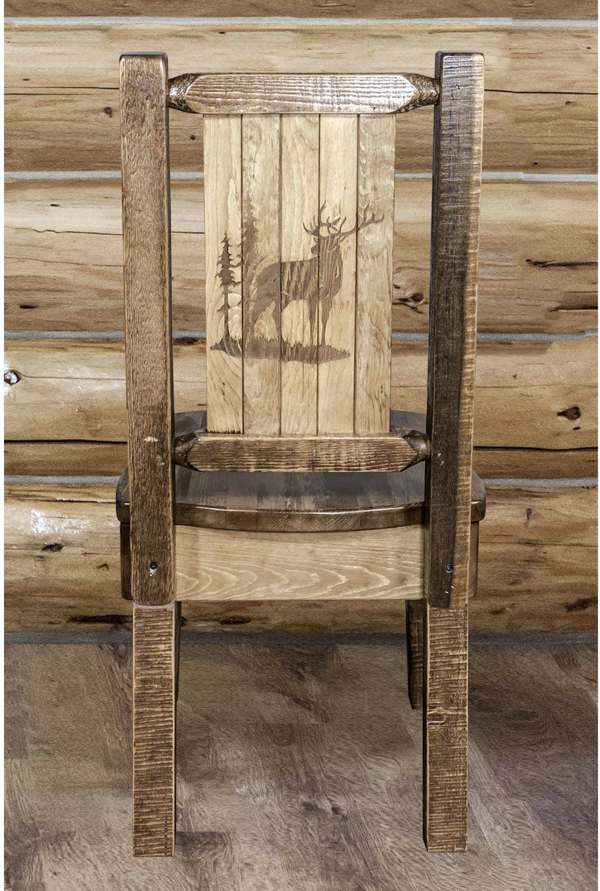 Montana Woodworks Homestead Collection Side Chair with Laser Engraved Design - Stain & Lacquer Finish-Rustic Furniture Marketplace