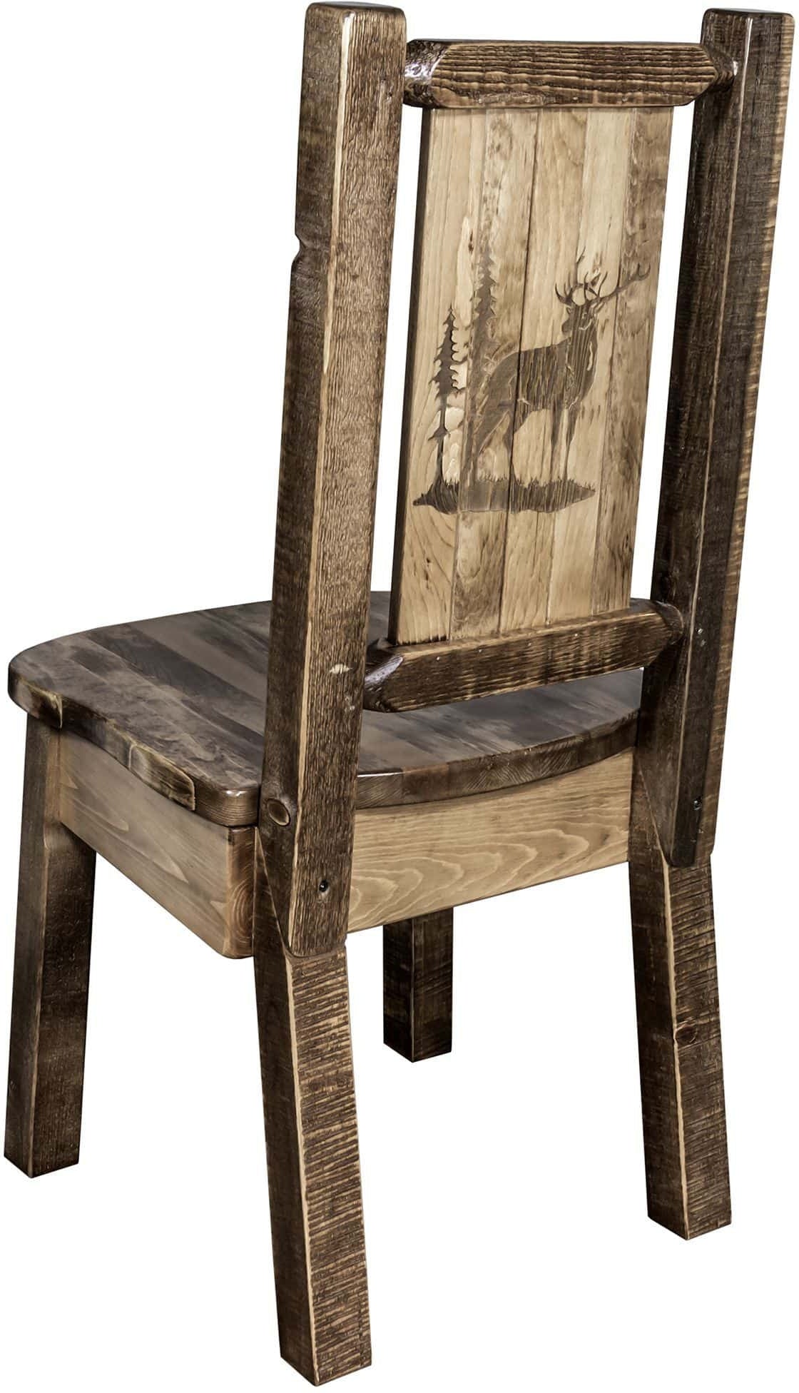 Montana Woodworks Homestead Collection Side Chair with Laser Engraved Design - Stain & Lacquer Finish-Rustic Furniture Marketplace