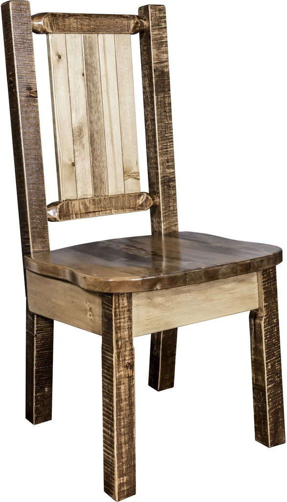 Montana Woodworks Homestead Collection Side Chair with Laser Engraved Design - Stain & Lacquer Finish-Rustic Furniture Marketplace