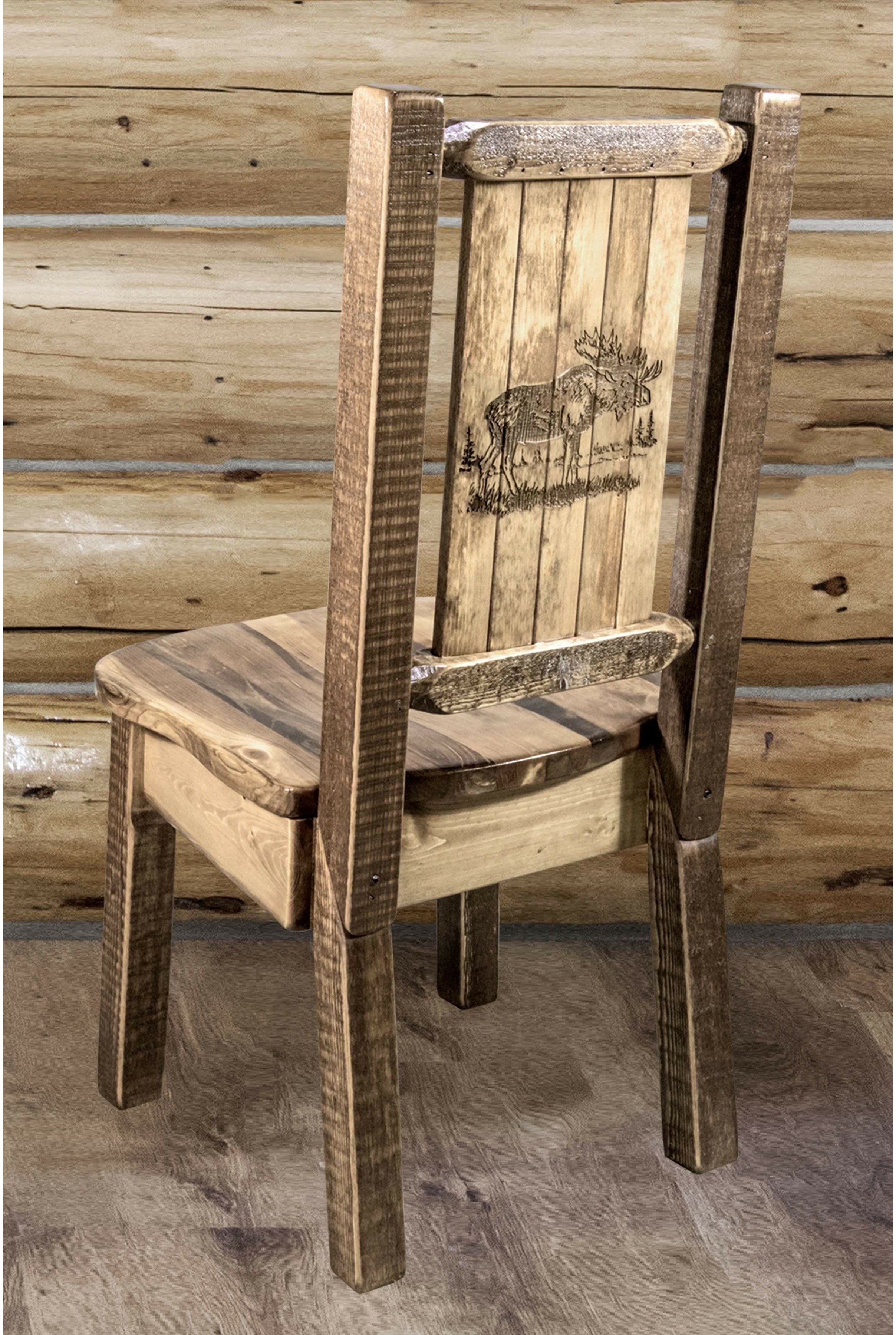 Montana Woodworks Homestead Collection Side Chair with Laser Engraved Design - Stain & Lacquer Finish-Rustic Furniture Marketplace