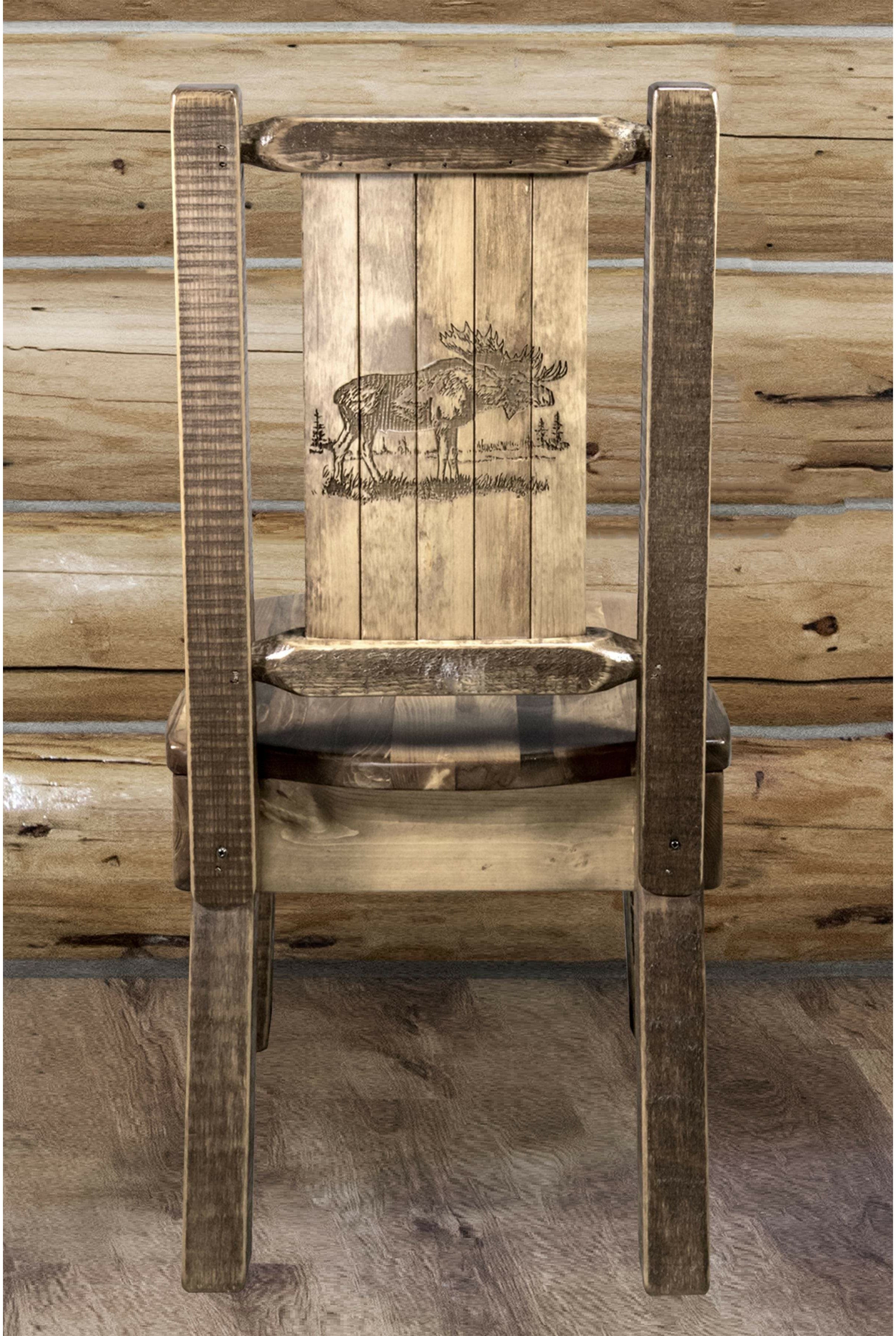 Montana Woodworks Homestead Collection Side Chair with Laser Engraved Design - Stain & Lacquer Finish-Rustic Furniture Marketplace