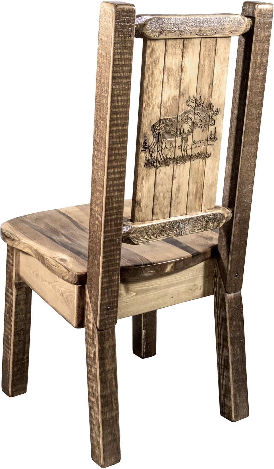 Montana Woodworks Homestead Collection Side Chair with Laser Engraved Design - Stain & Lacquer Finish-Rustic Furniture Marketplace